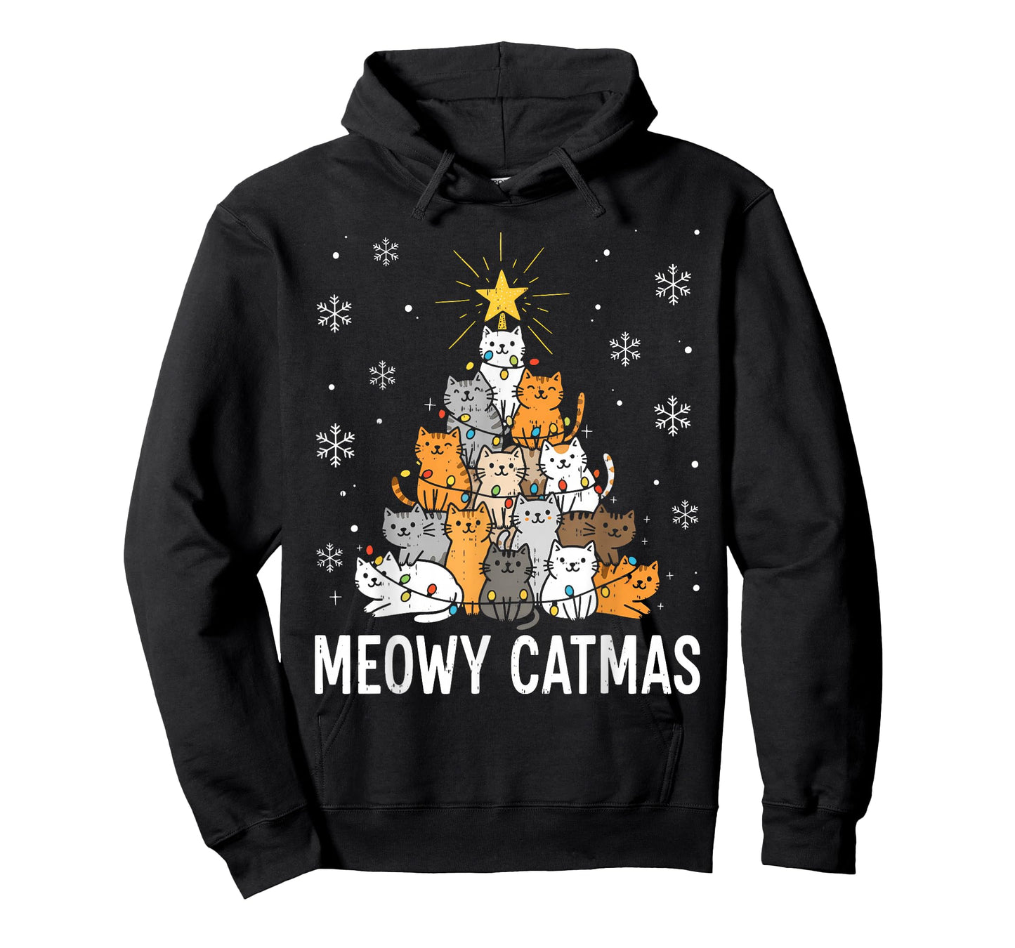 Meowy Catmas Cute Christmas Cats Tree Light Xmas Girls Boys T-Shirt