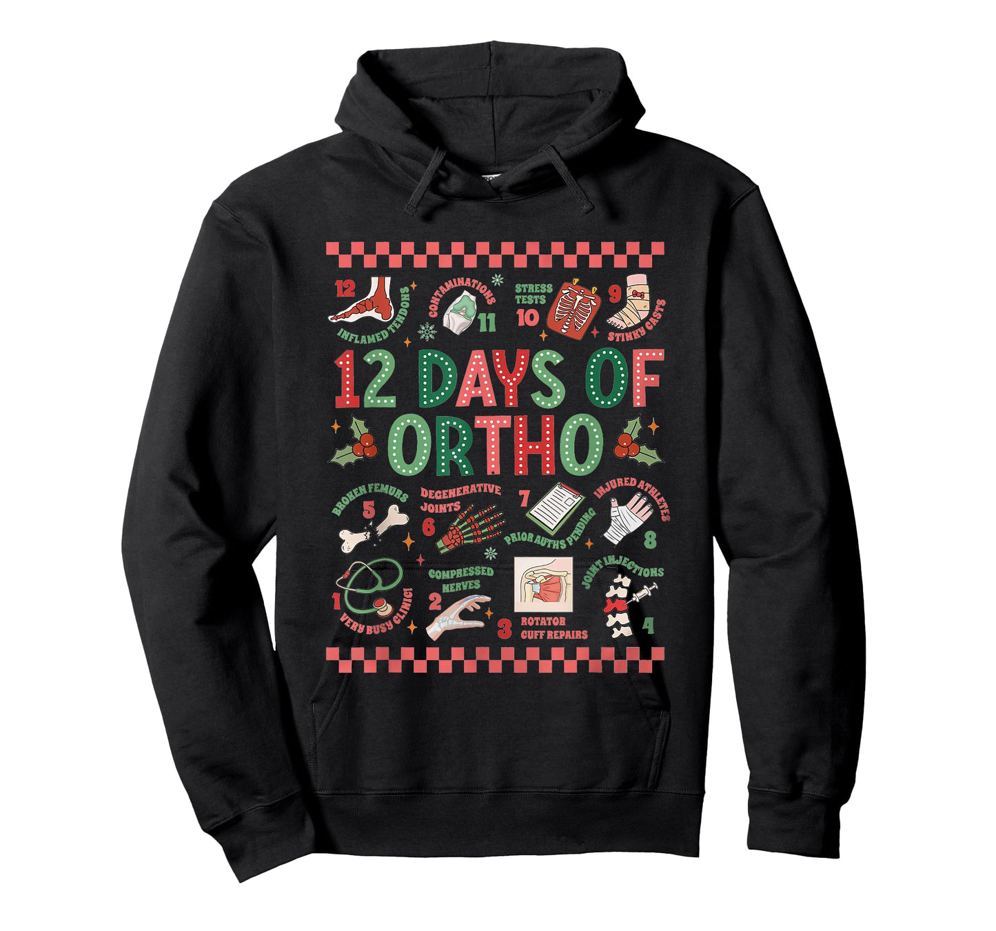 Women 12 Days of Ortho Christmas Orthopedic Winter Holiday T-Shirt