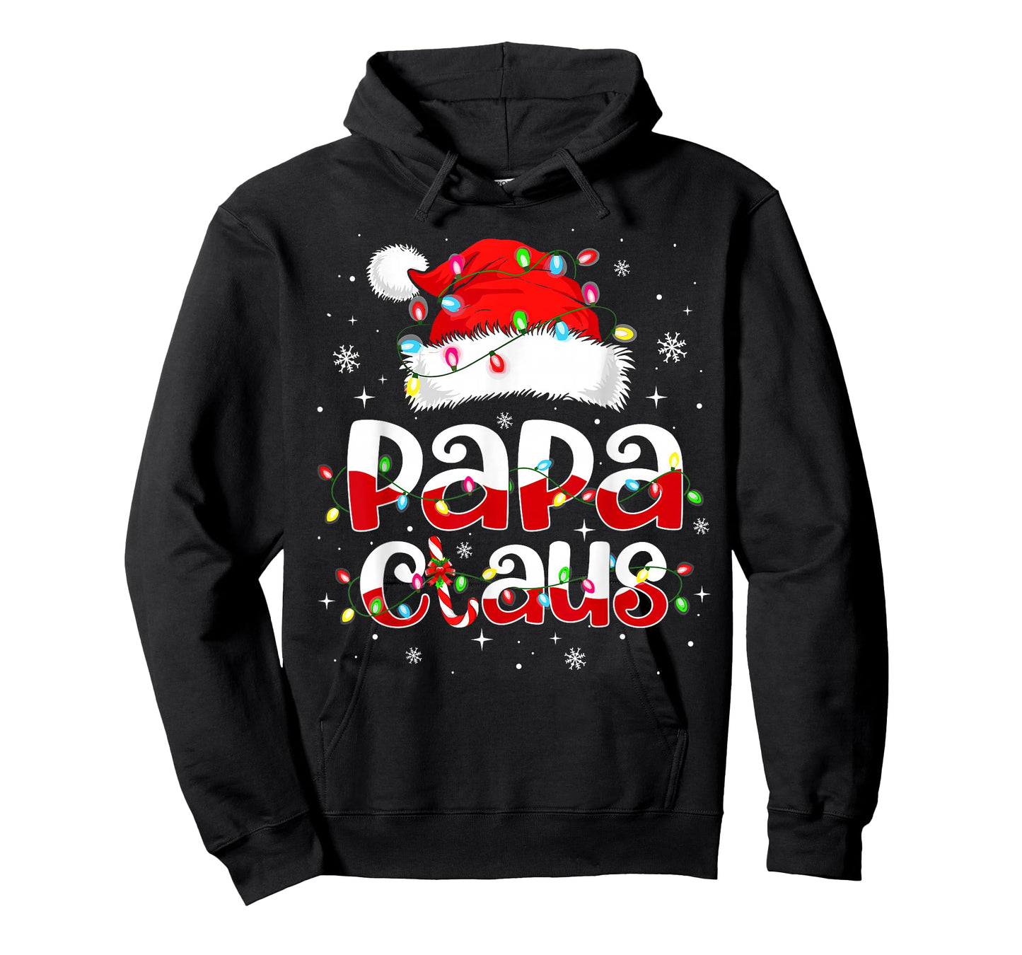 Papa Claus Funny Christmas Lights Pajama Family Matching T-Shirt