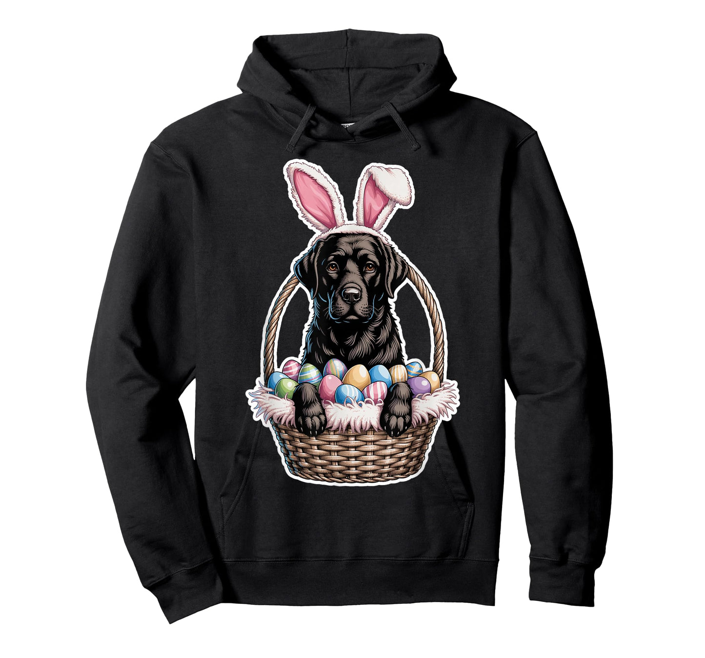 Black Lab Easter Bunny Dog in Basket Funny Labrador Easter T-Shirt