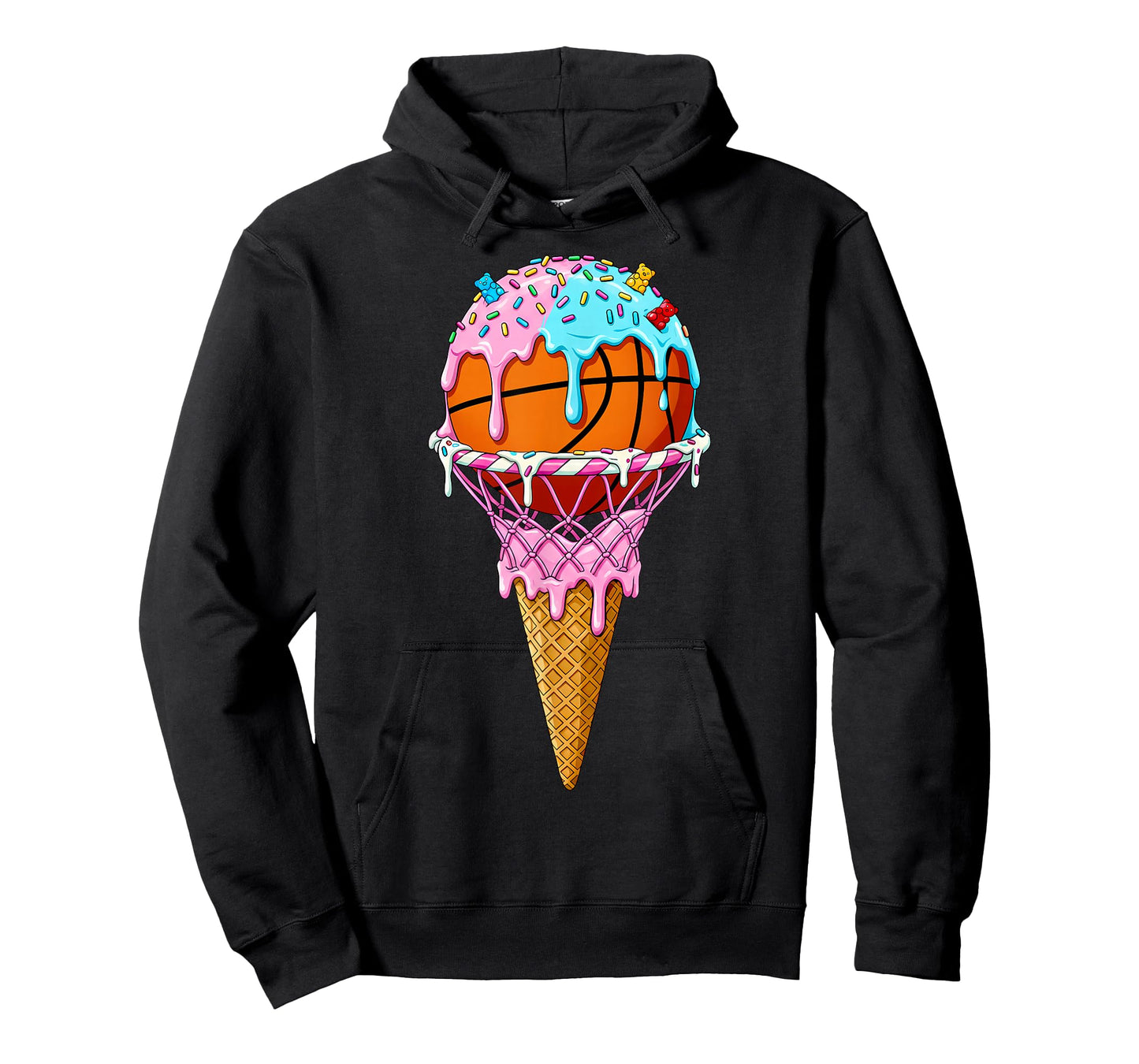 Basketball Hoop Ice Cream Drip Sport Player Boys Girls Youth T-Shirt