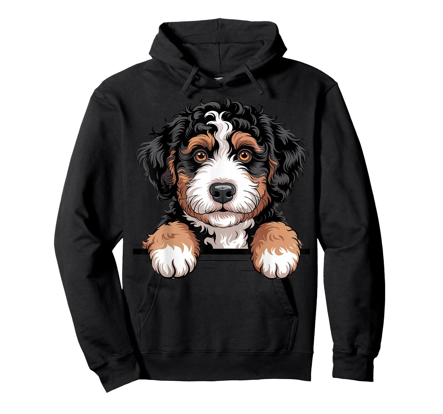 Bernedoodle Funny Peeking Pocket Berner Doodle Dog Lover T-Shirt