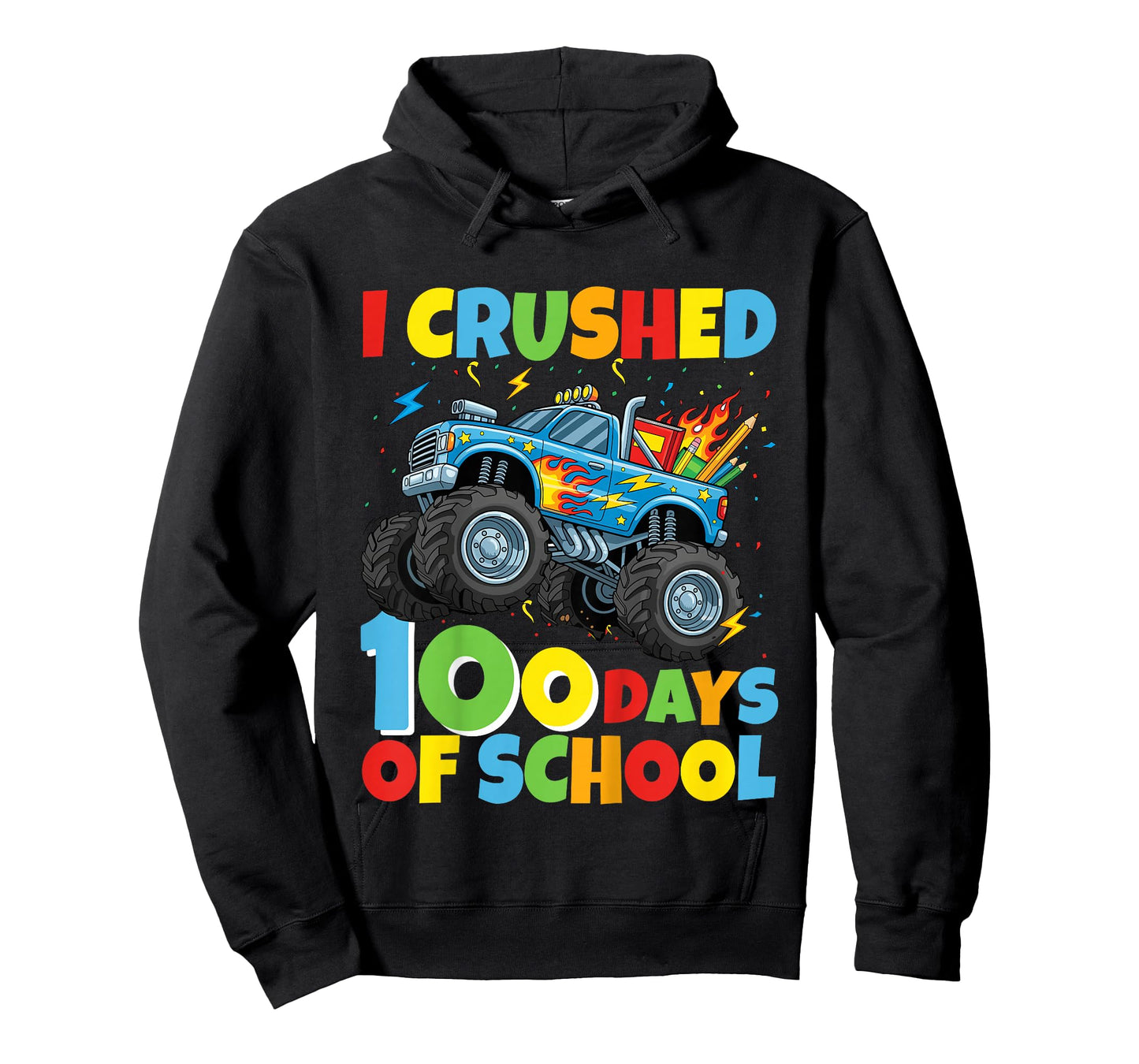 Kids I Crushed 100 Days of School Monster Truck 100 Days Smarter T-Shirt