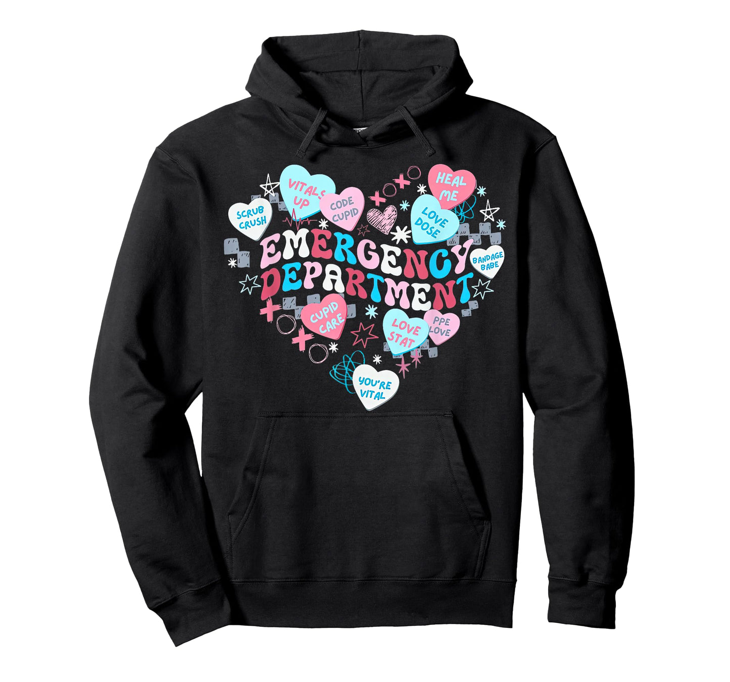 Retro Emergency Department Heart Valentines Nurse ER Crew T-Shirt
