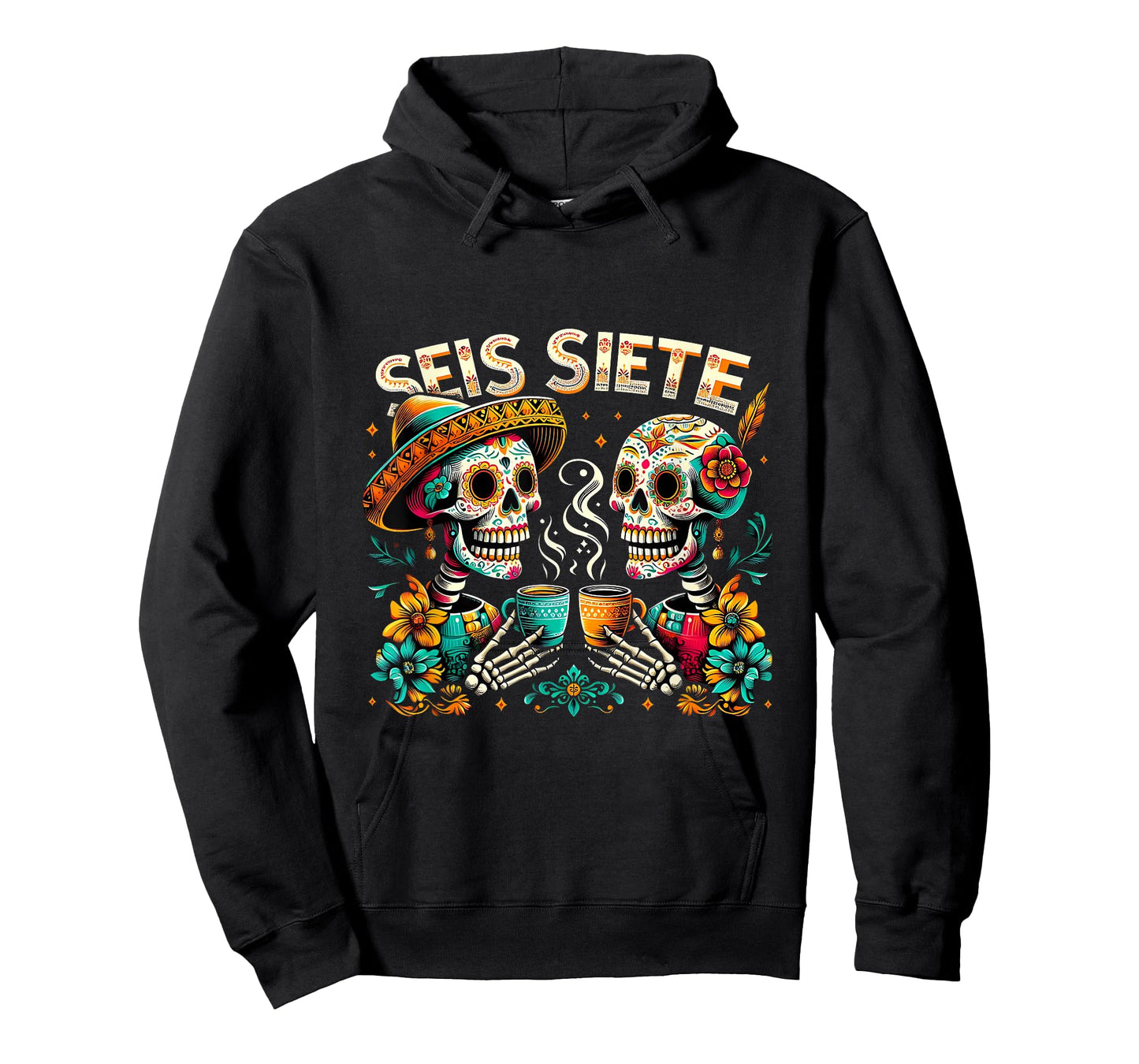 Sugar Skull Coffee Fiesta Mexican Day SEIS Siete 6 7 Meme T-Shirt