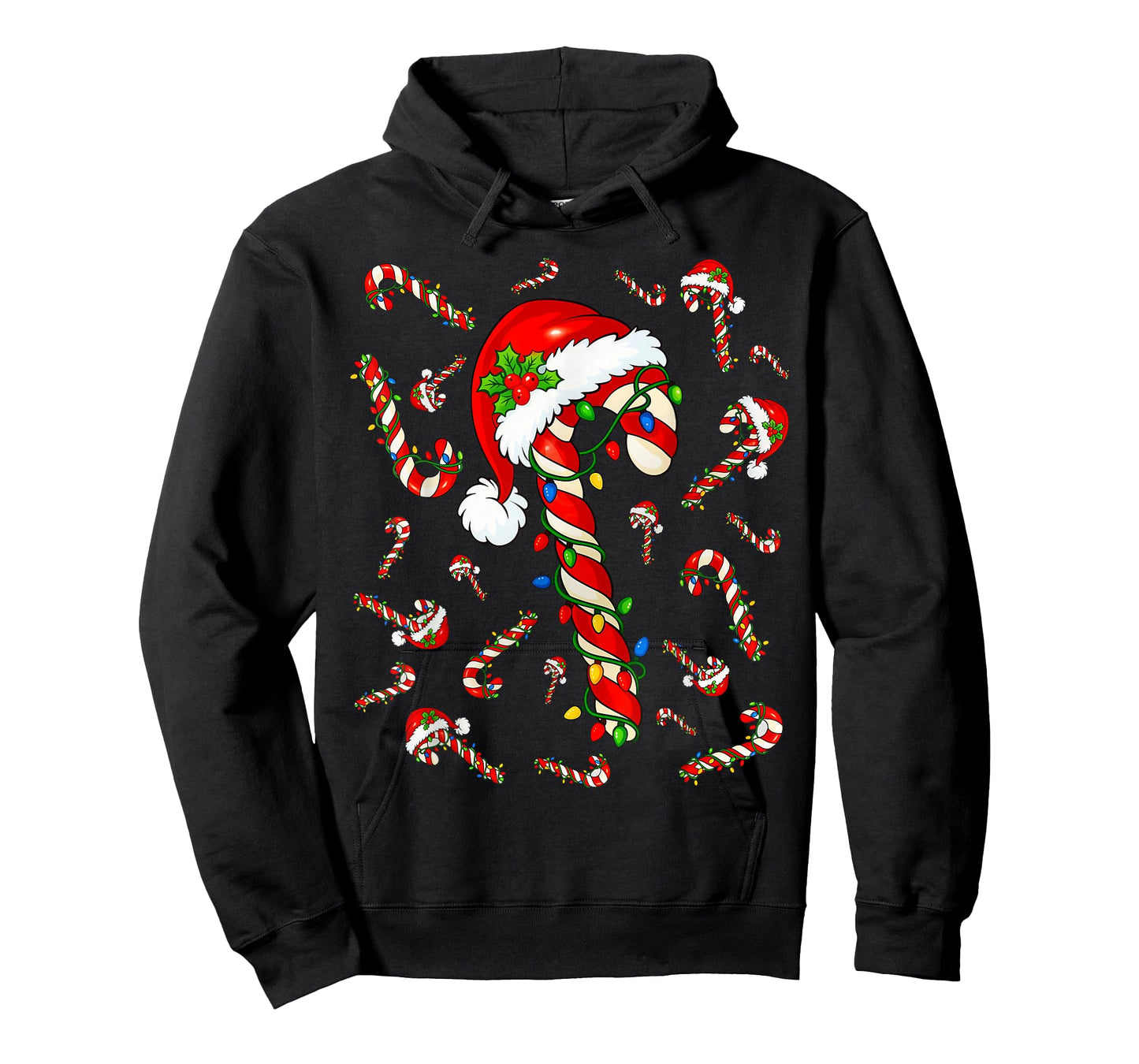 Red and White Candy Cane Santa Christmas Xmas Lights T-Shirt