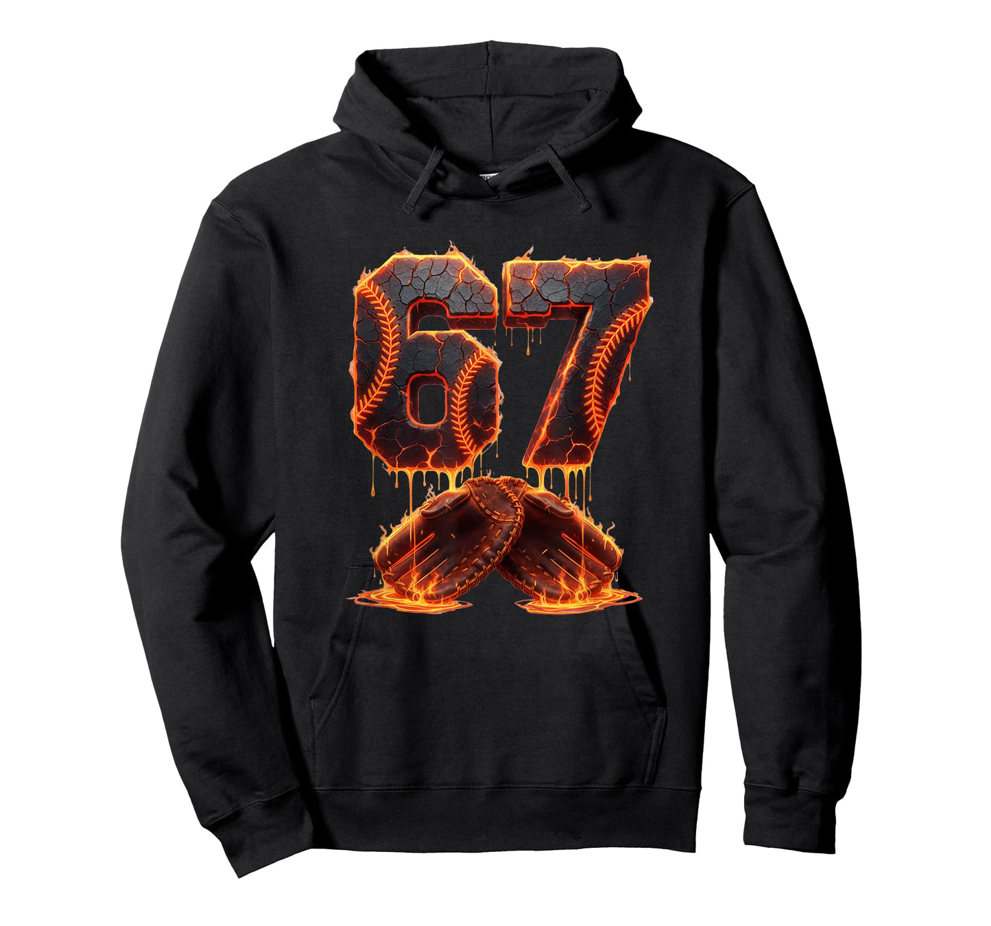 Funny 6 7 Baseball Cracked 67 Glowing Lava Dripping Lover T-Shirt