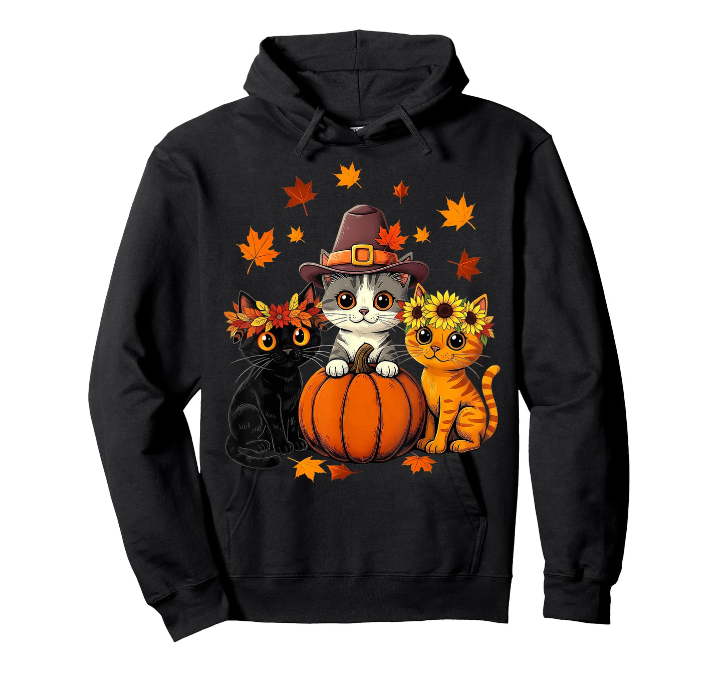 Thanksgiving Kittens Pumpkin Cute Fall Cats Lover Men Women T-Shirt