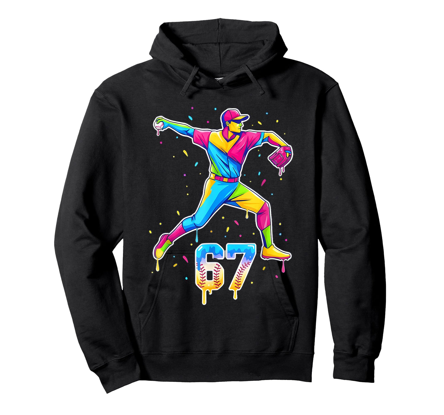 Baseball Drip Ice Cream Number 67 Player Or 67th Birthday T-Shirt