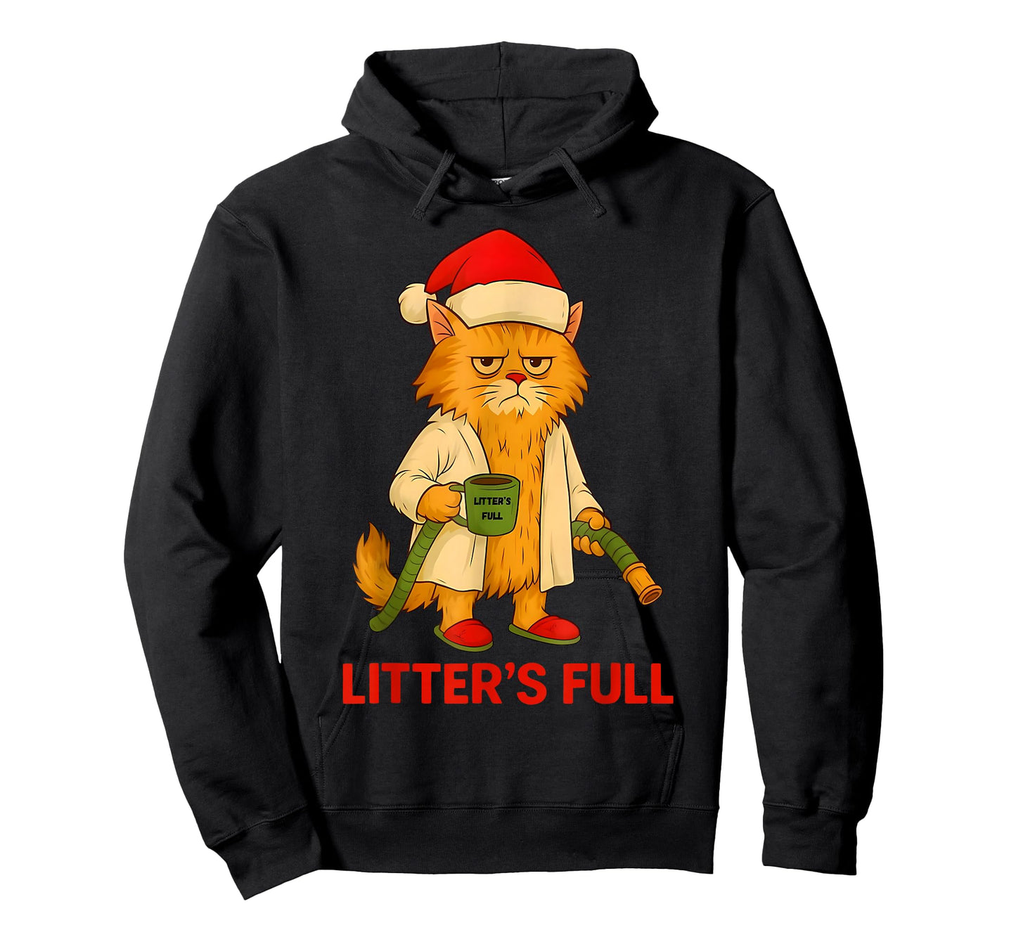 Litter’s Full Funny Christmas Cat Santa Claus Women Men T-Shirt