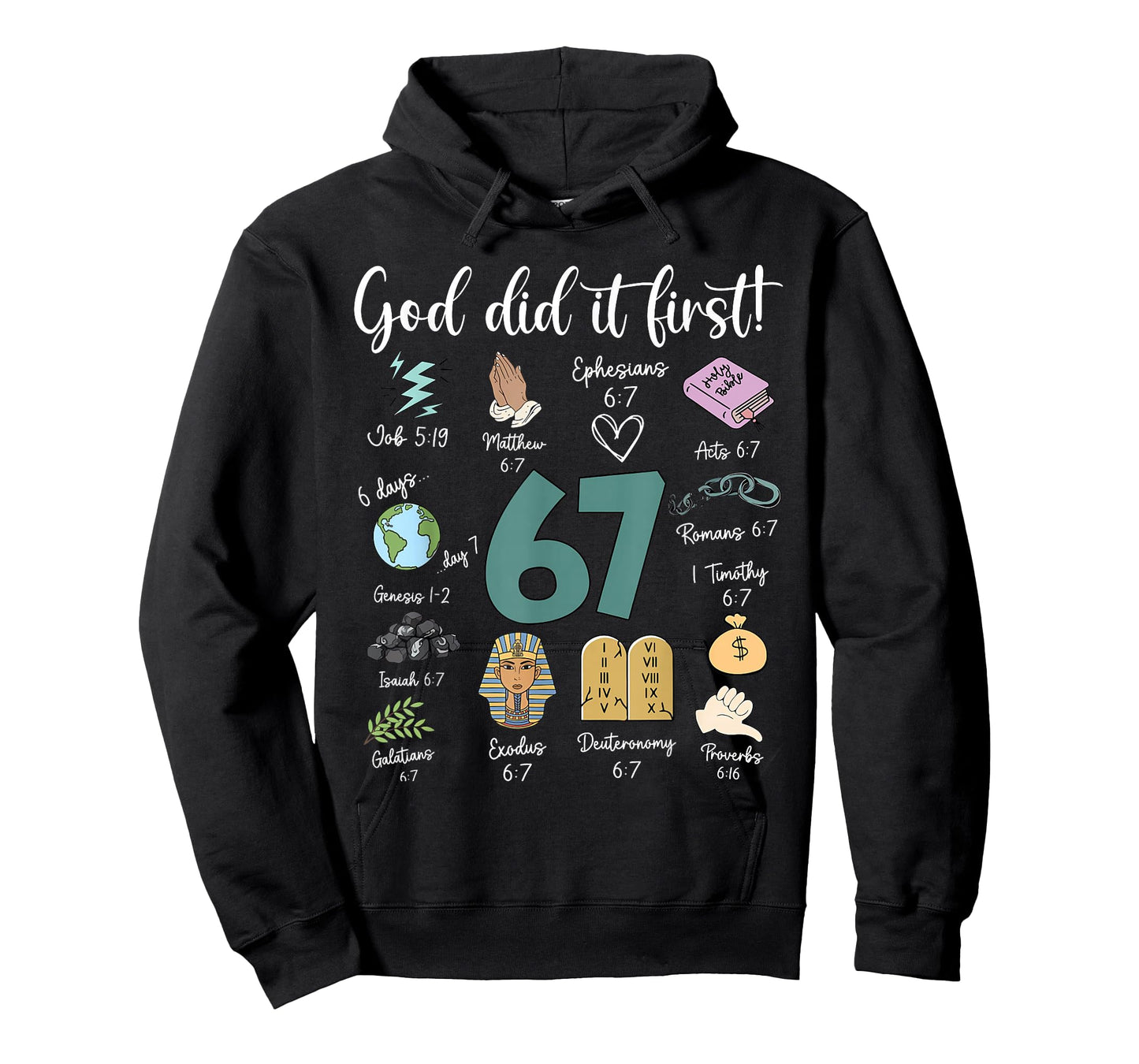 Vintage God Did It First 67 Six Seven Meme Christian Bible T-Shirt