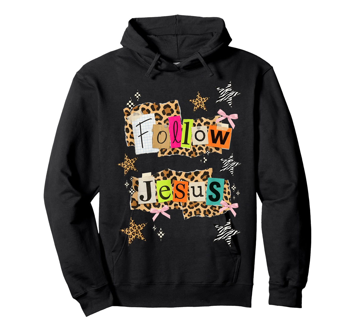 Preppy Follow Jesus Collage Y2K Coquette Leopard Star T-Shirt