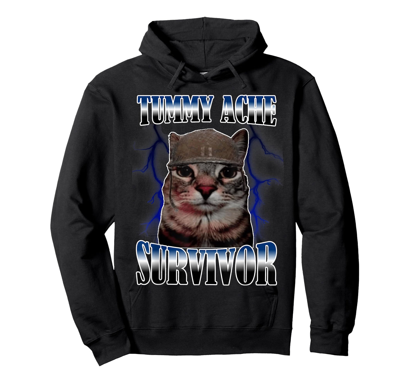 Funny Saying Cats Tummy Ache Survivor Cat Meme T-Shirt