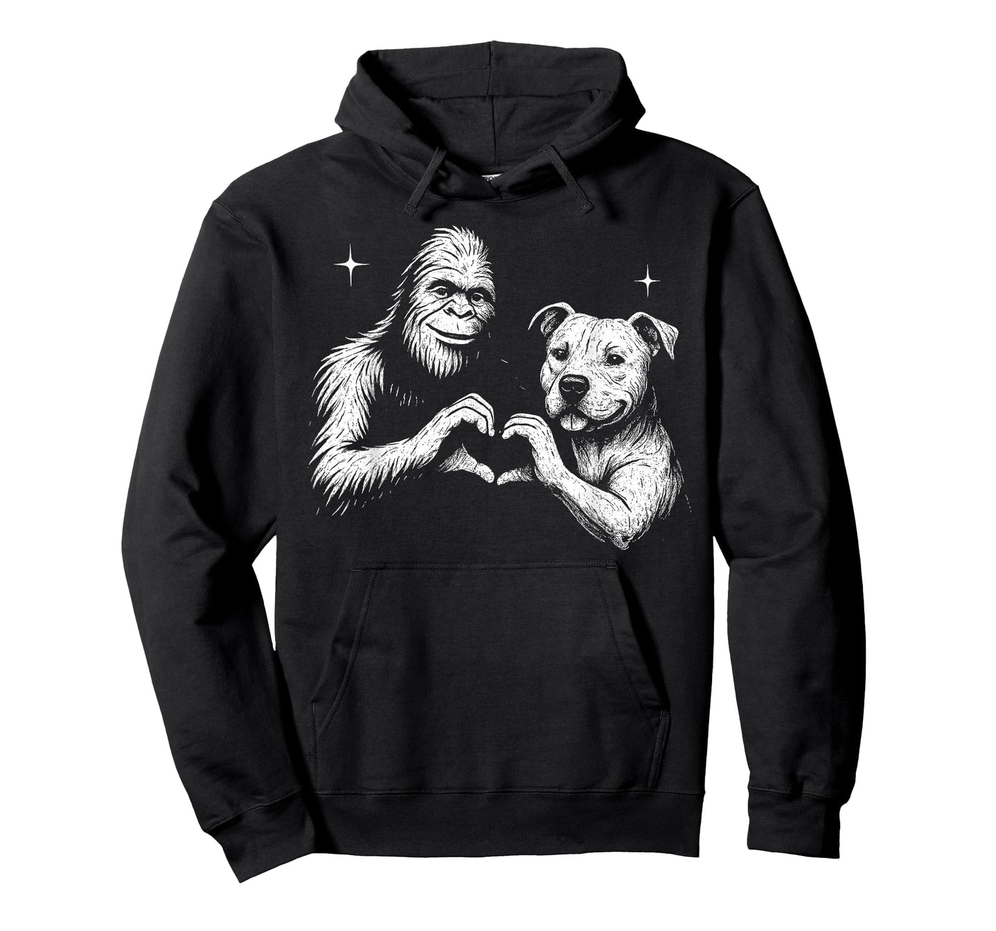 Staffordshire Bull Terrier Bigfoot Heart Hand Sign Dog Lover T-Shirt