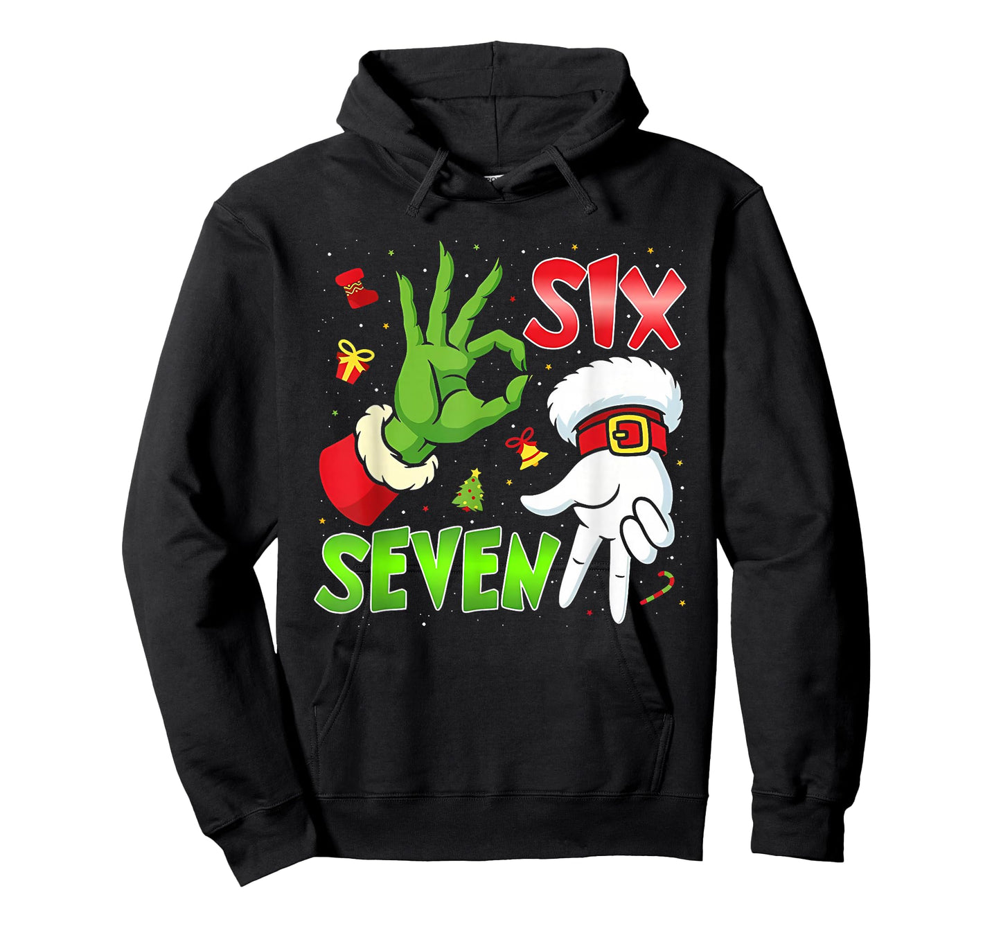 Six Seven 67 Meme 6 7 Christmas Santa Elf Hand Boys Teens T-Shirt