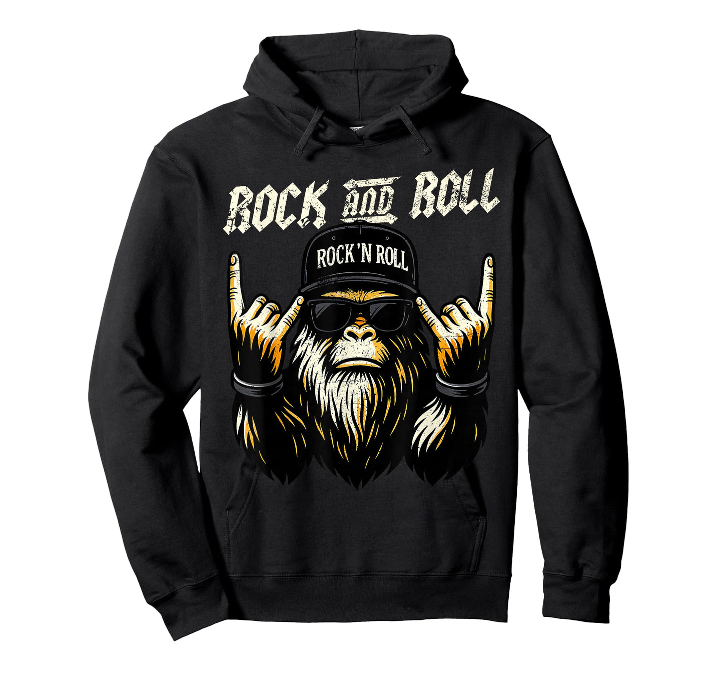 Funny Bigfoot Rock and Roll Music Men Dad Papa Daddy Grandpa T-Shirt