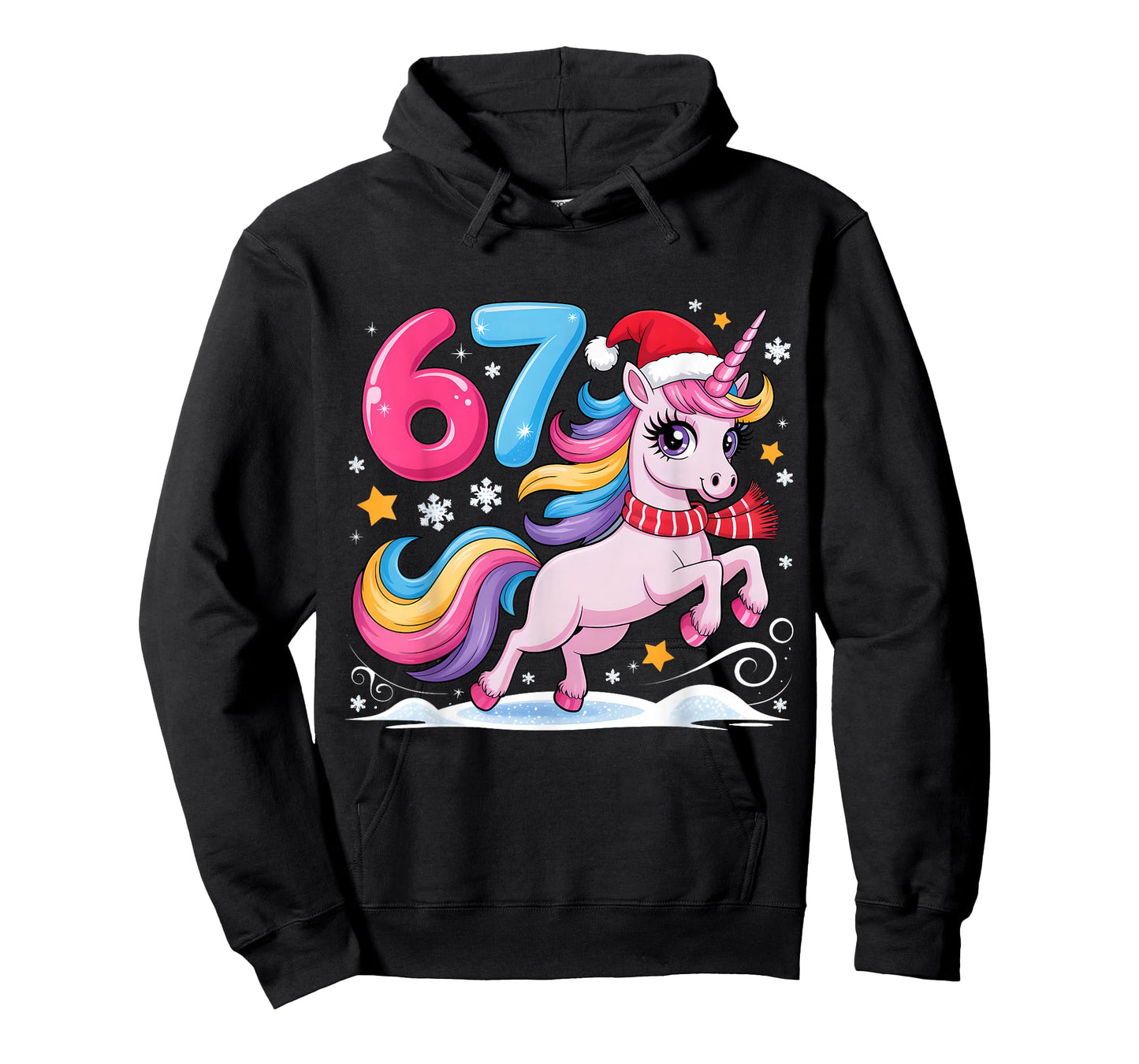 67 Christmas Cute Unicorn Six Seven Meme 6 7 Christmas Girls T-Shirt