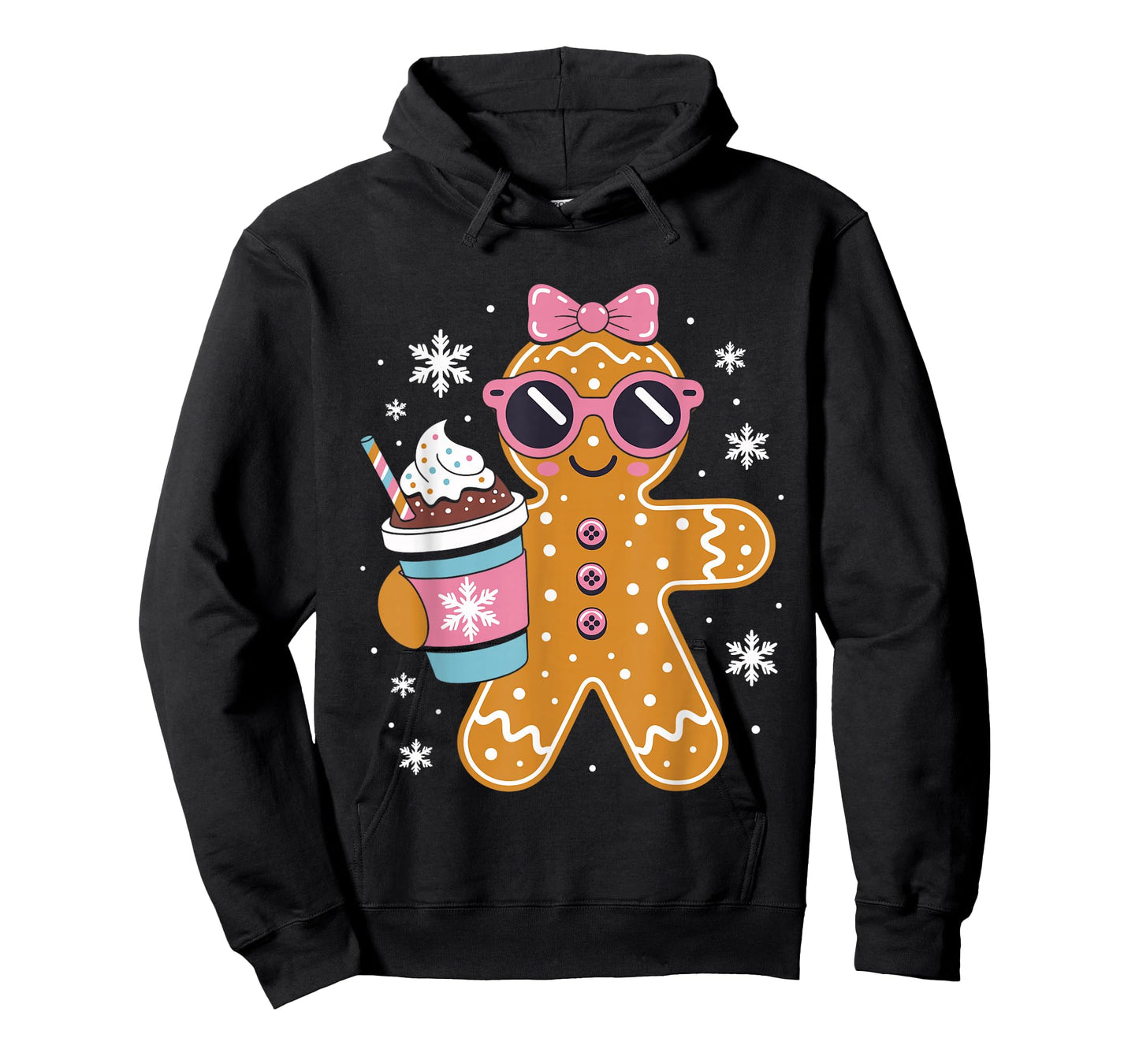 Gingerbread Drinking Hot Chocolate Women Girls Christmas T-Shirt