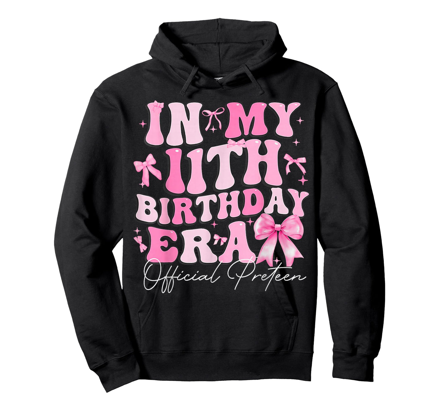 in My 11th Birthday Era Pink Coquette Bow Birthday Girl Kids T-Shirt