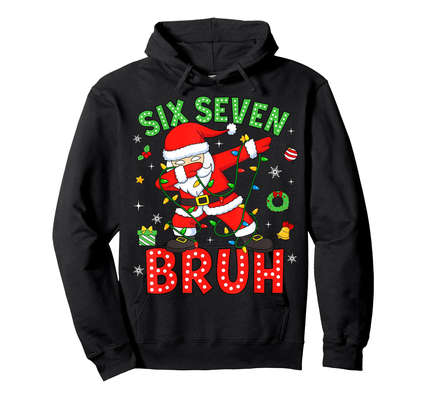 Six Seven 67 Gen Z Alpha Meme Bruh Christmas Dabbing Santa T-Shirt