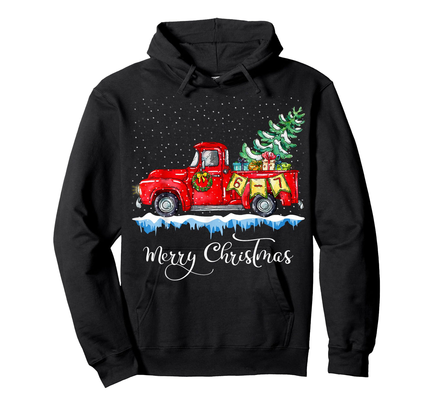 Fun 67 Meme with a Vintage Red Truck Merry Christmas 6 7 T-Shirt