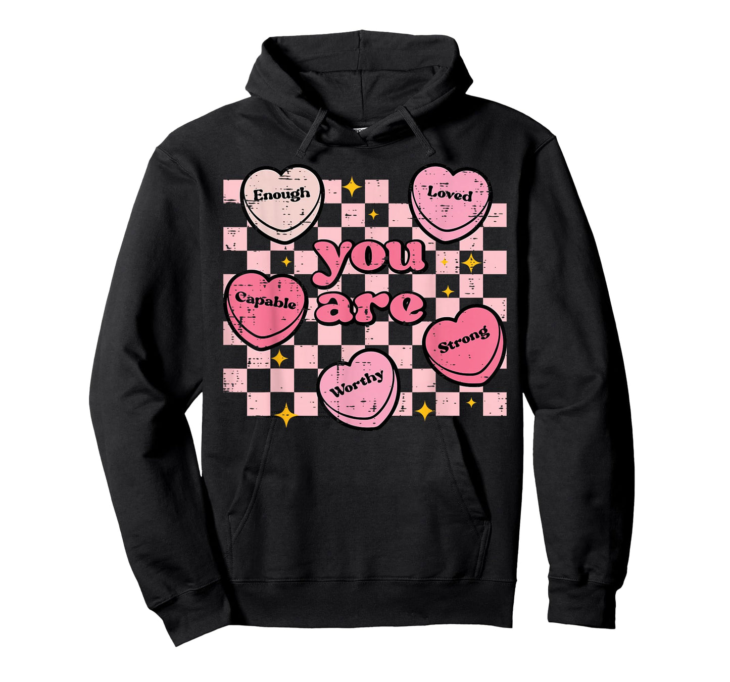 Valentines Day Hearts You are Enough Retro Women Men Kids T-Shirt