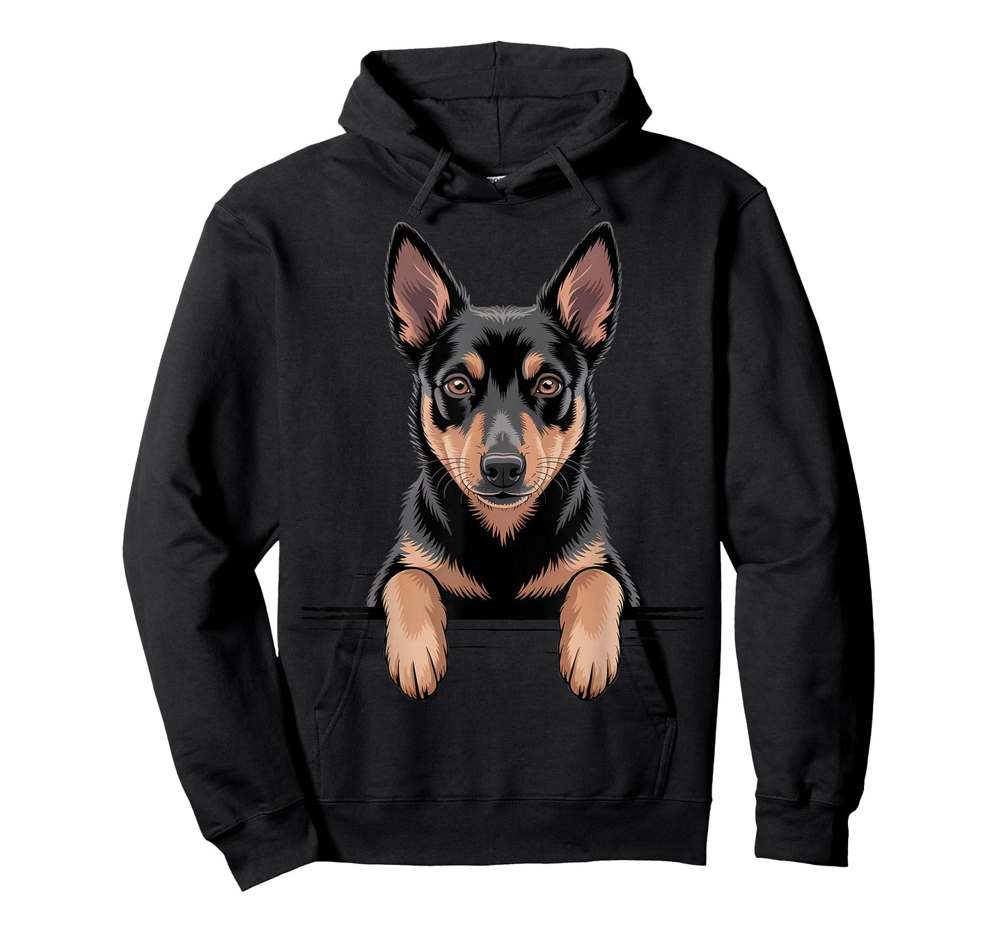 Australian Kelpie Funny Peeking Pocket Puppy Dog Lover T-Shirt