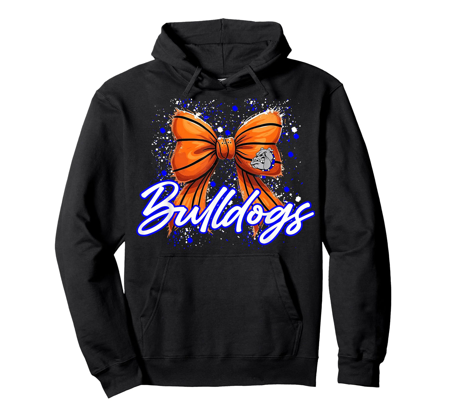 Blue Bulldogs Basketball Bow School Spirit Team Mom Game Day T-Shirt