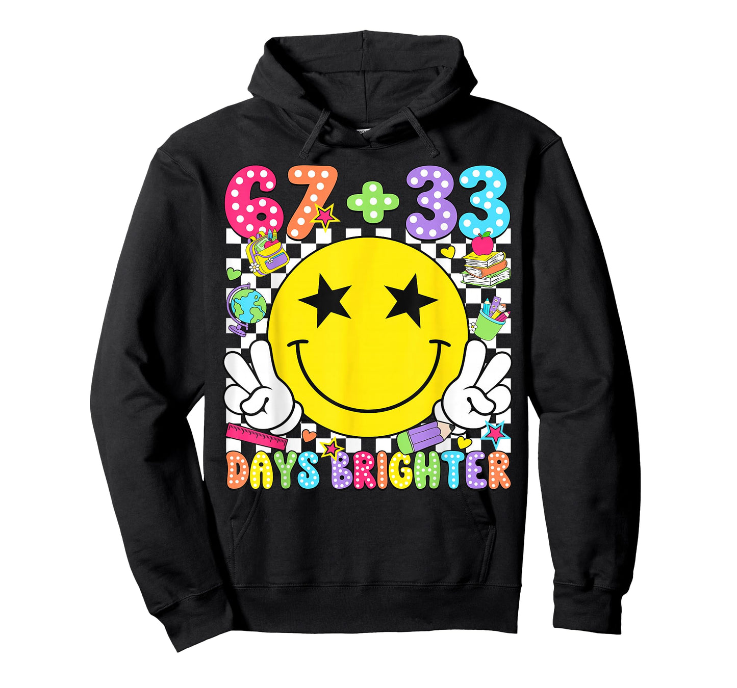 67 33 Days Brighter Smile Face 100 Days of School Boy Girl T-Shirt