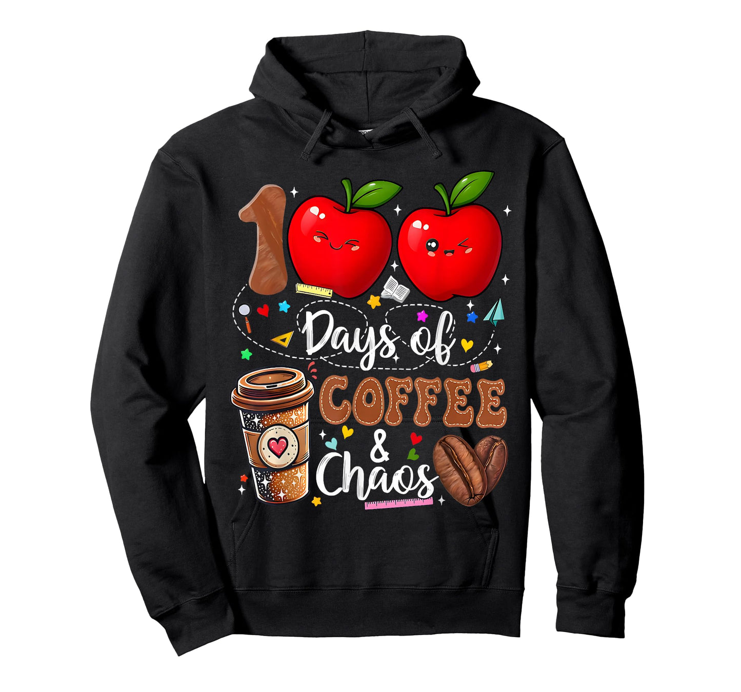 Cute 100 Days of Coffee Chaos 100th Day of School Teachers T-Shirt