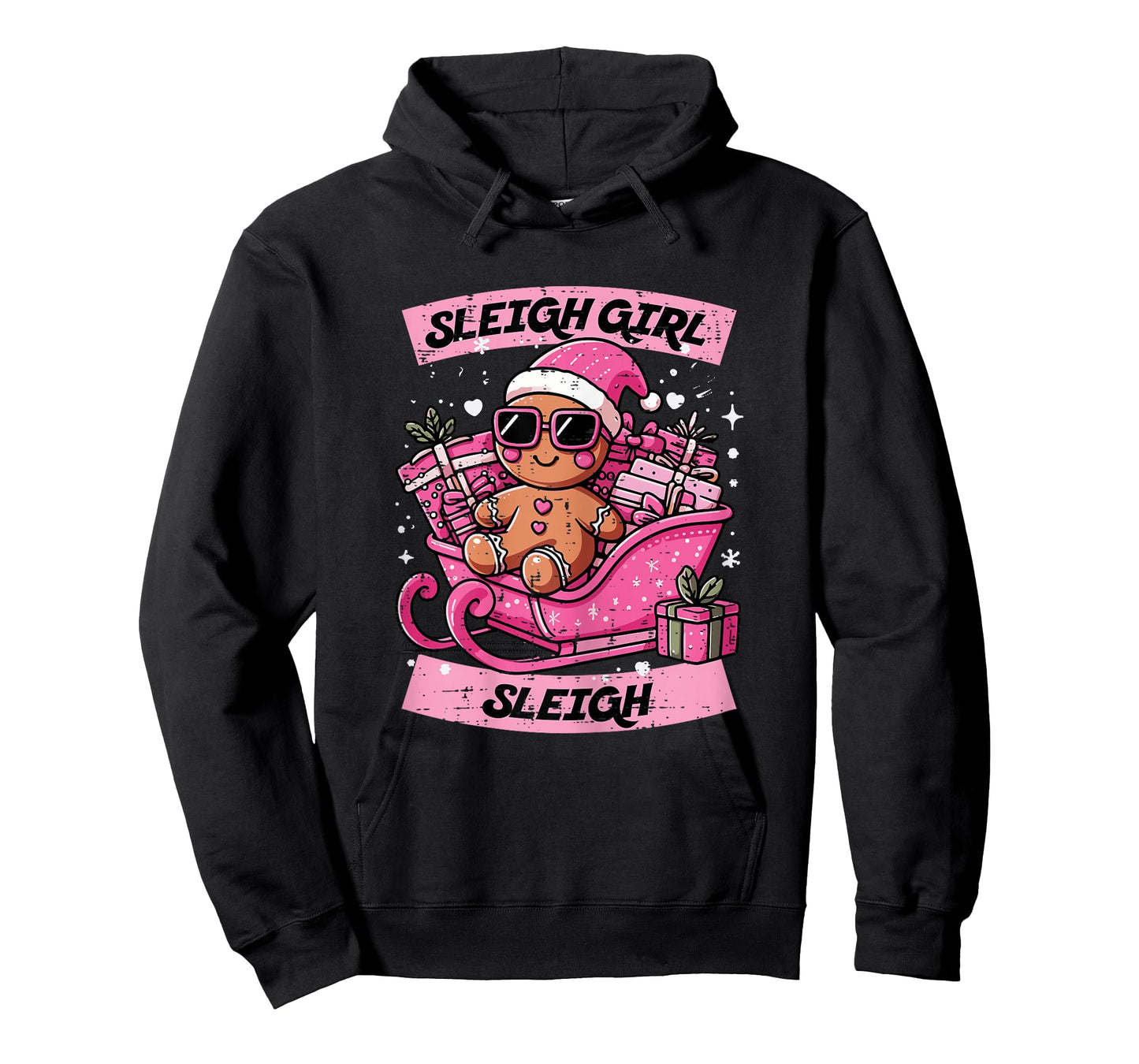 Christmas Gingerbread Pink Sleigh Girl Xmas Girls Kids Women T-Shirt