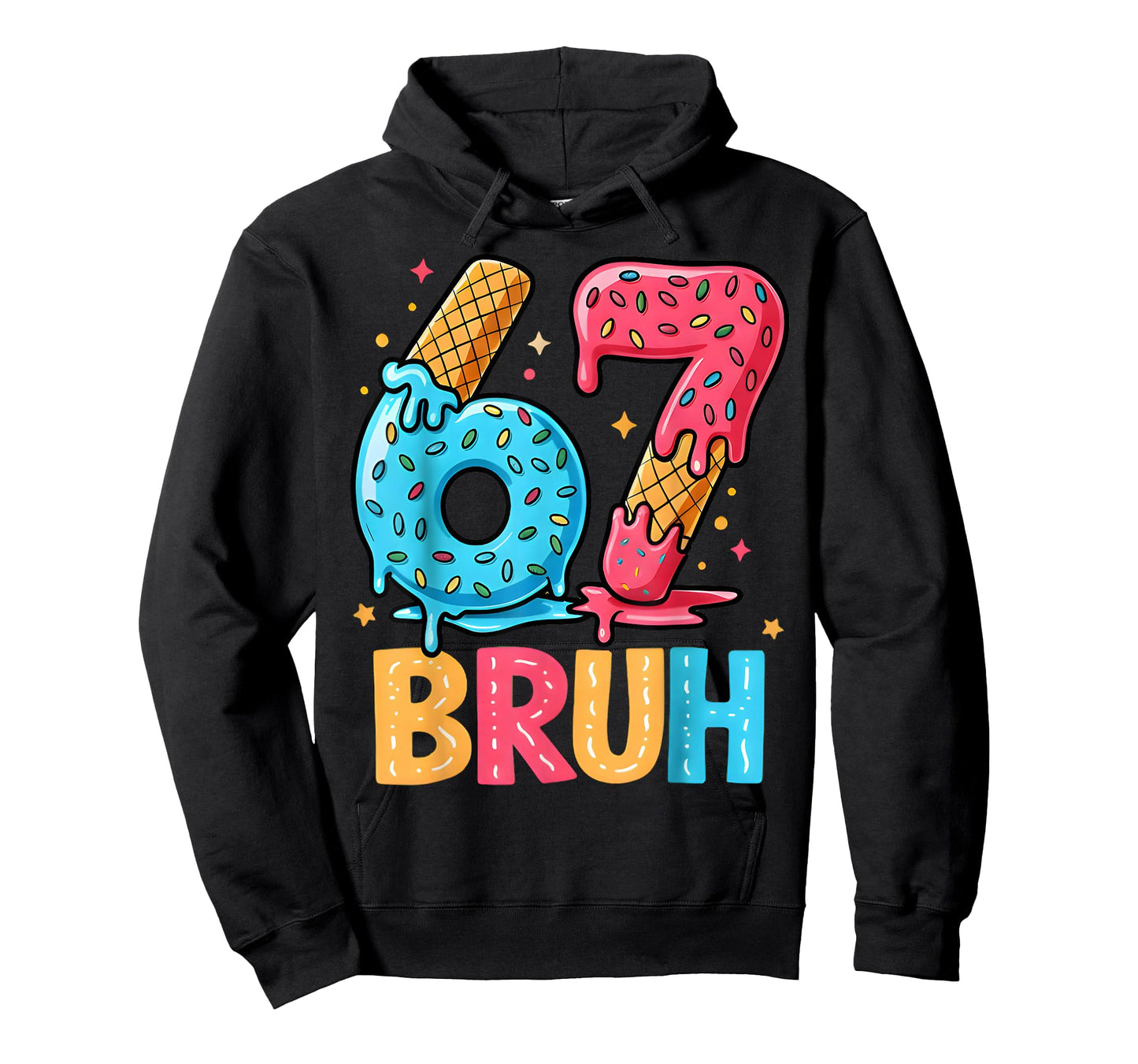 Six Seven Ice Cream Drip Cool Meme 67 Bruh Funny Number T-Shirt