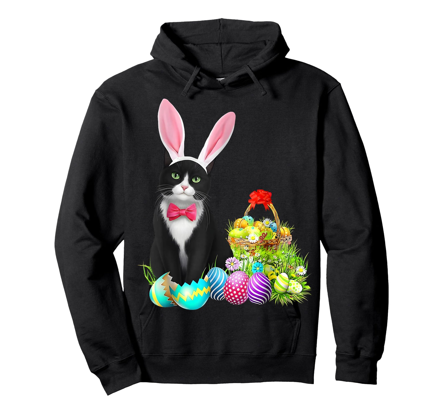 Easter Rabbit Cat Bunny Ears Eggs Happy Easter Day Men Women T-Shirt