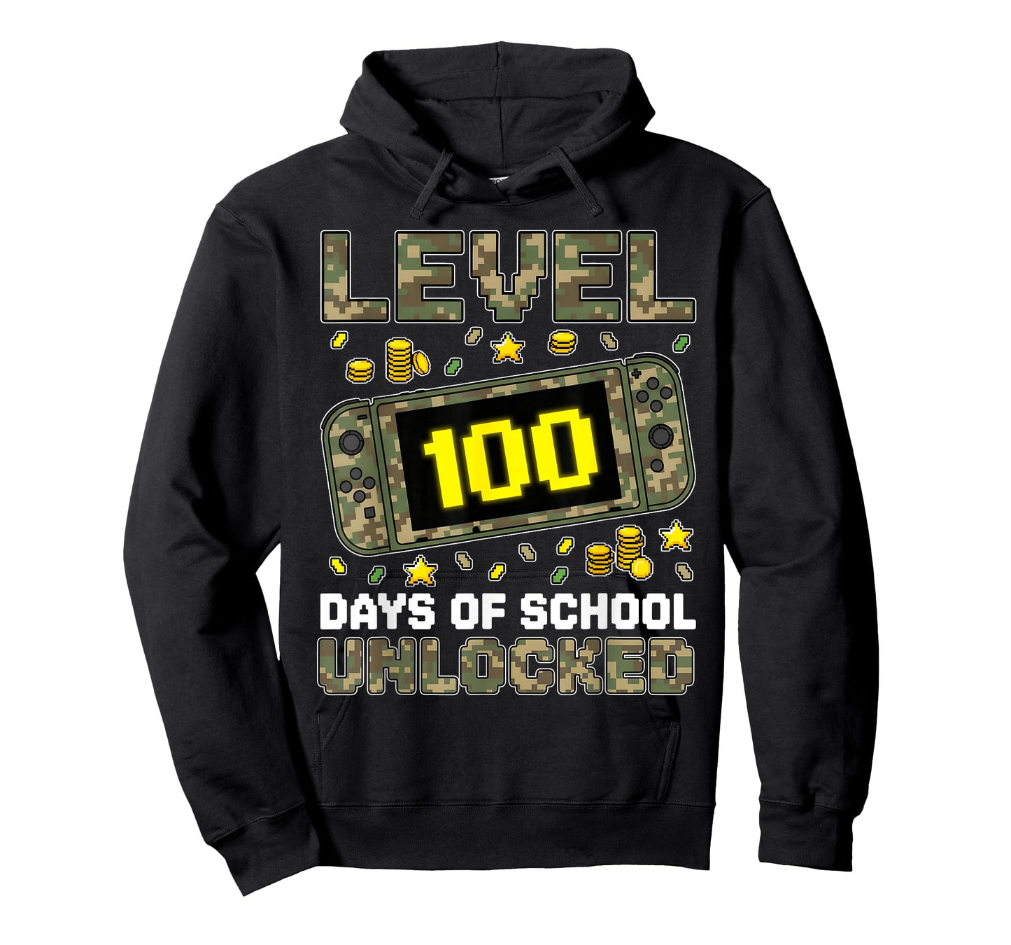 Camo 100 Days of School Level Unlocked Video Games Kids Boys T-Shirt