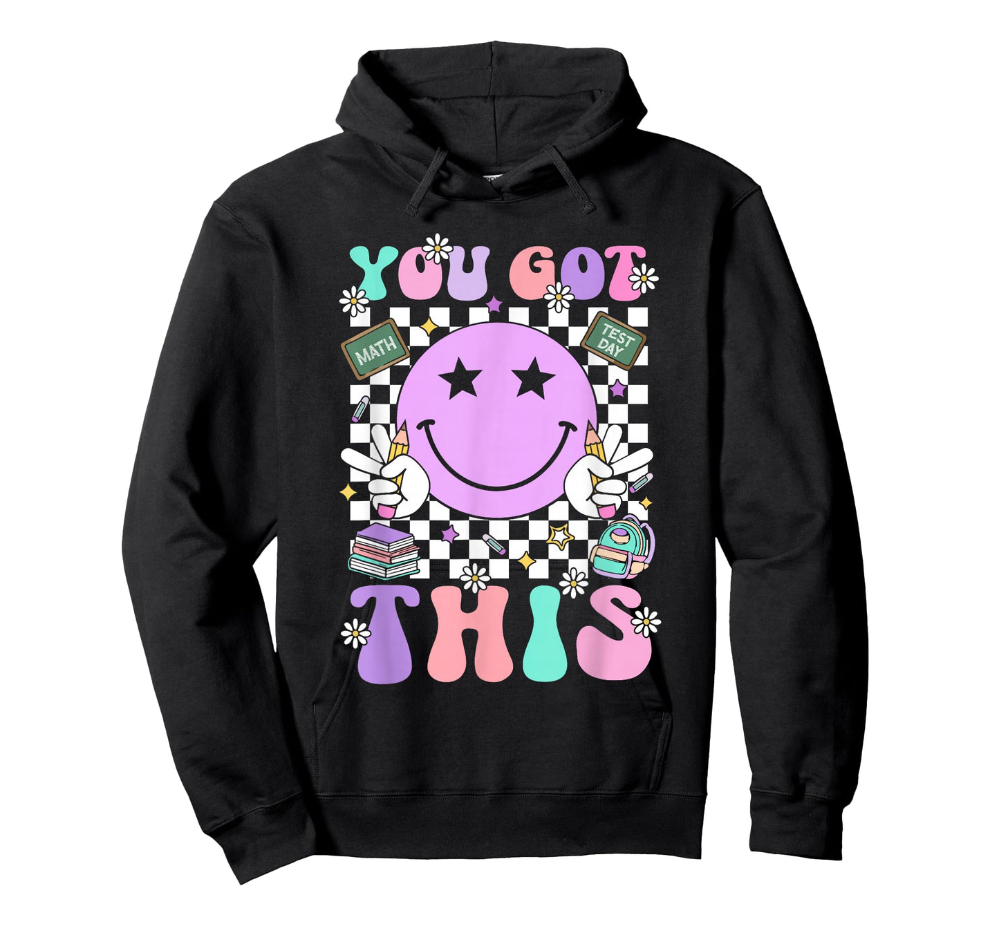 Groovy You Got This Smile Face Testing Day Teacher Womens T-Shirt