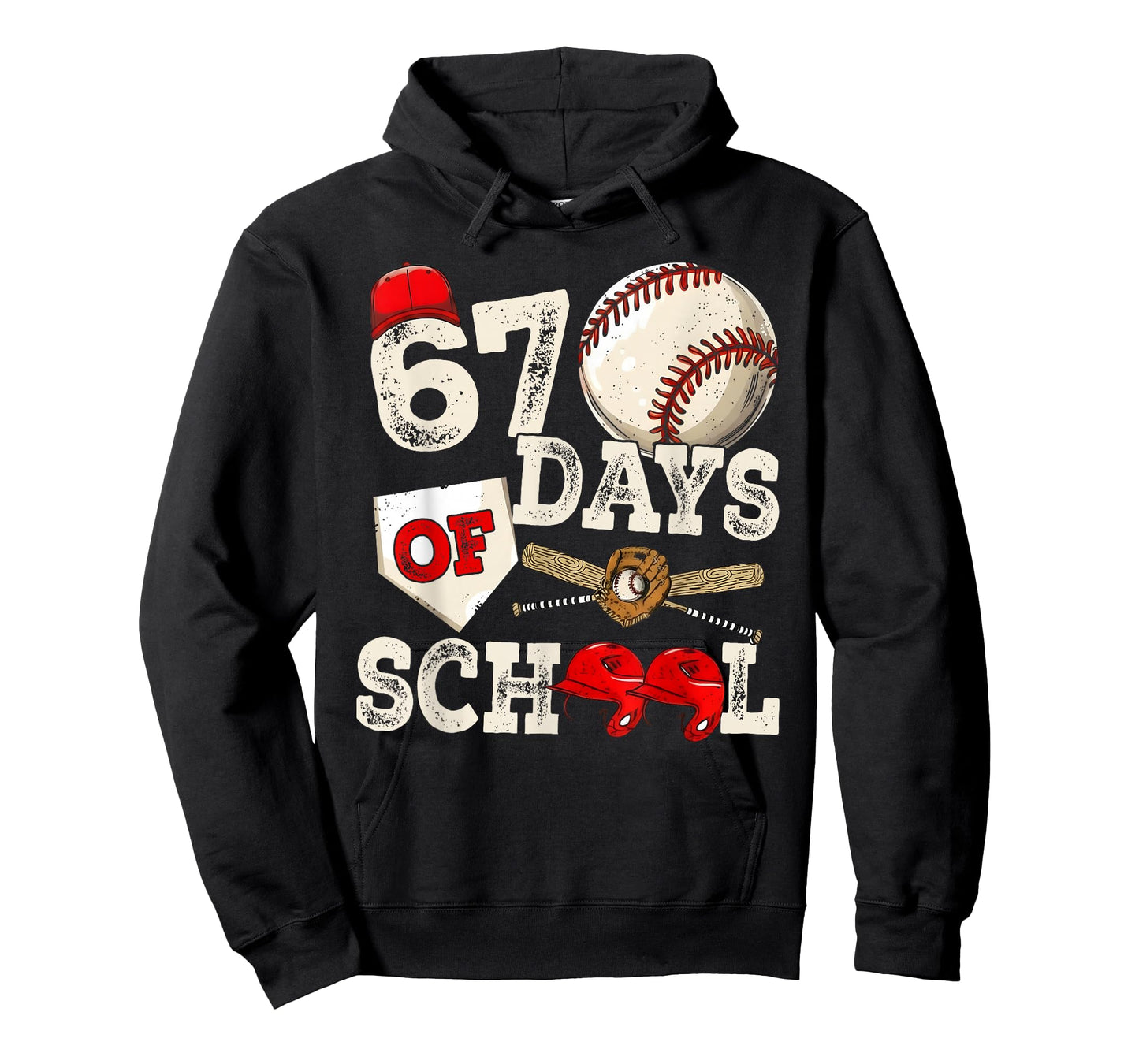 67 Days of School 67th Day Funny Baseball Meme Men Boys Kids T-Shirt