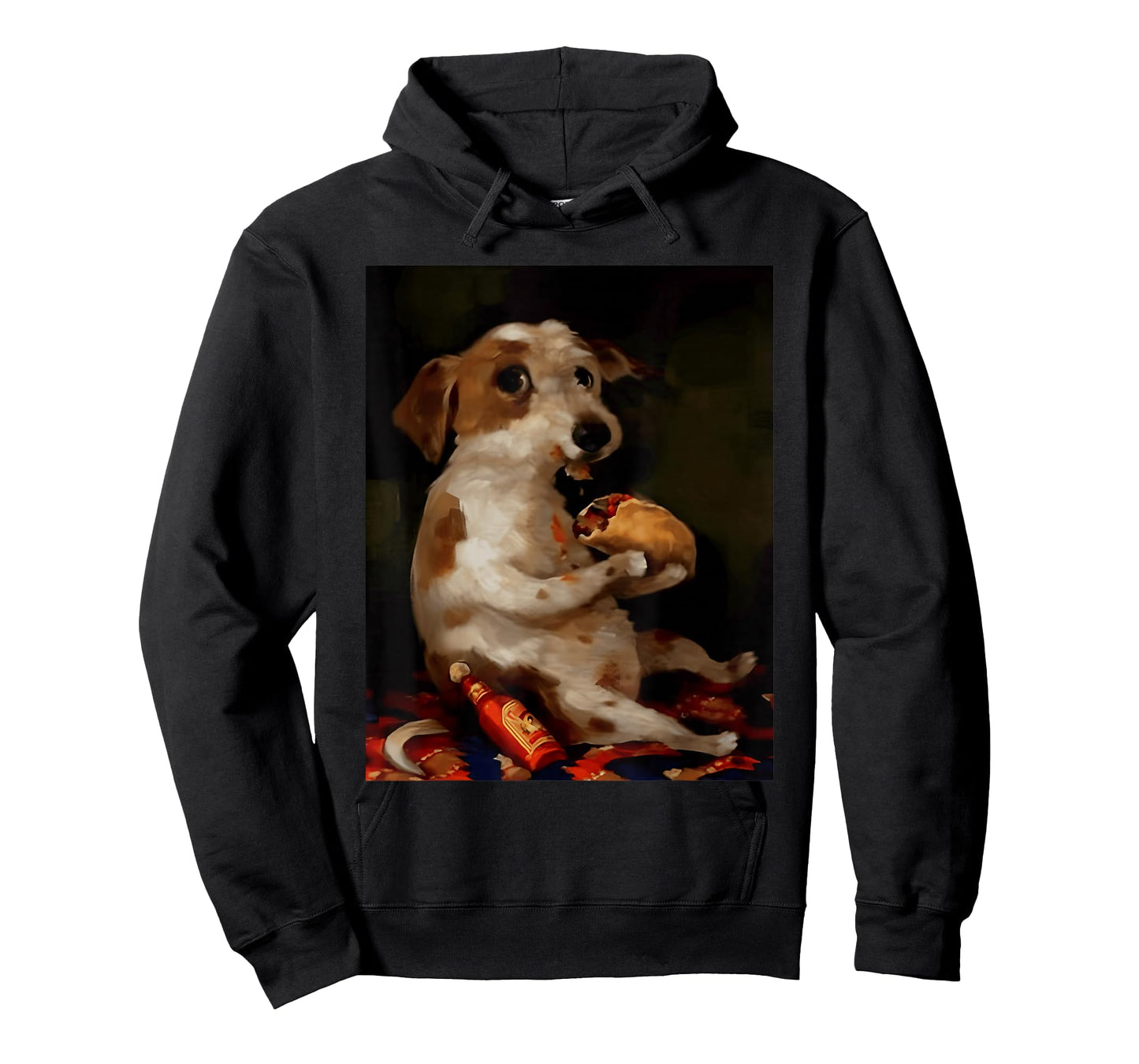 Funny Dog Chill with Taco Vintage Oil Painting Men Women T-Shirt