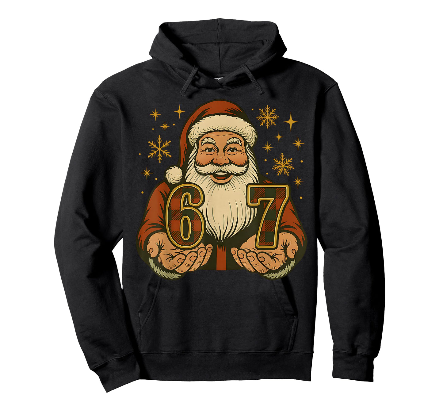 Funny 67 Christmas Santa Claus Hands Six Seven Meme Numbers T-Shirt