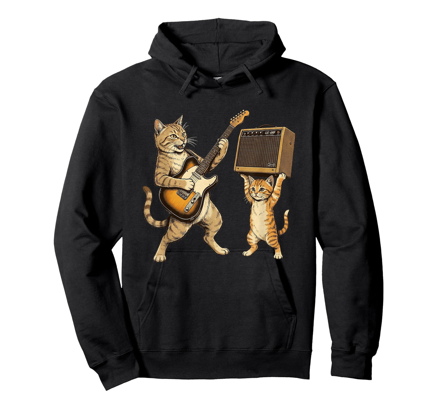 Cat Playing Guitar Shirt Men Rock Star Rock and Roll Kids T-Shirt