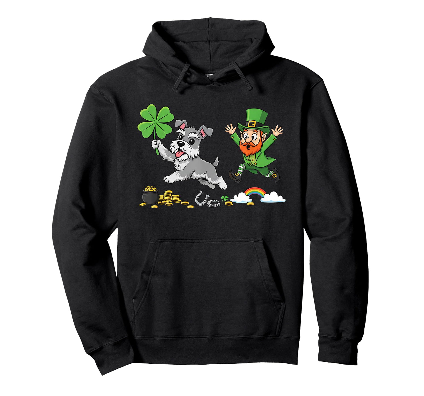 Miniature Schnauzer Clover St Patricks Day Womens Mens Kids T-Shirt