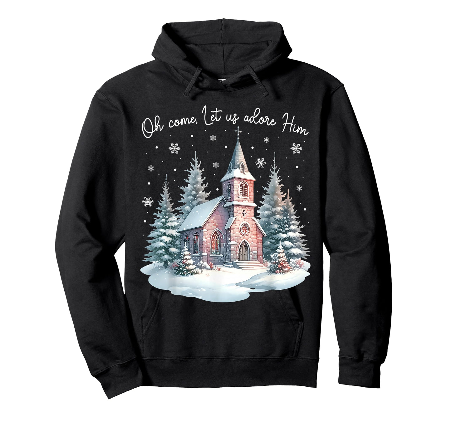 Oh Come Let Us Adore Him Jesus Christmas Xmas Tree Holiday T-Shirt