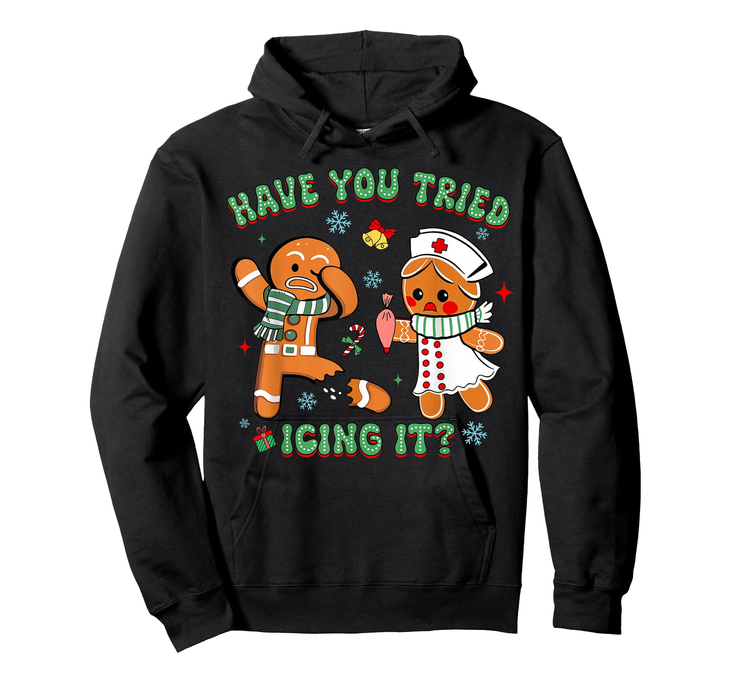 Retro Nurse Christmas Gingerbread Have You Tried Icing It T-Shirt