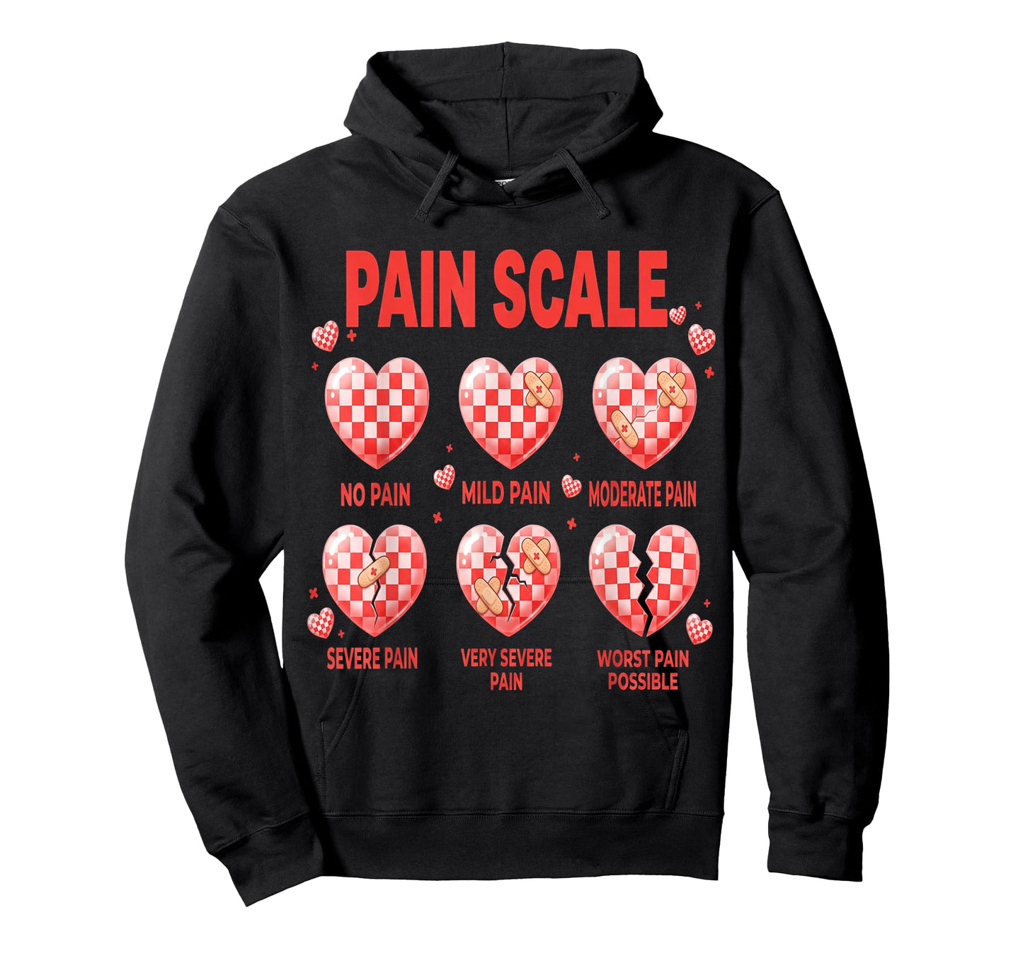 Funny Pain Scale Nurse Valentines Nurses Heart RN ER Nursing T-Shirt