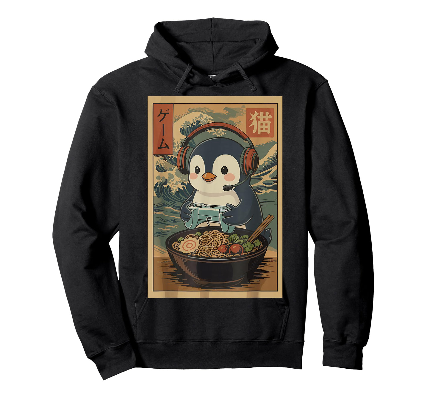 Kawaii Japanese Ramen Penguin Retro Gaming Shirts for Men T-Shirt