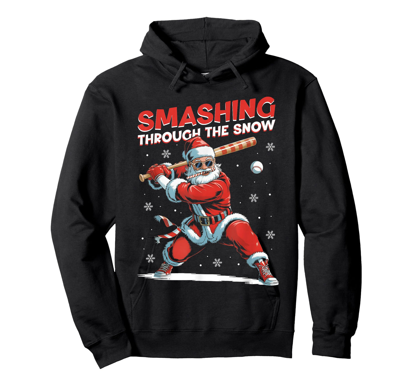 Baseball Player Christmas Santa, Smashing Through The Snow T-Shirt