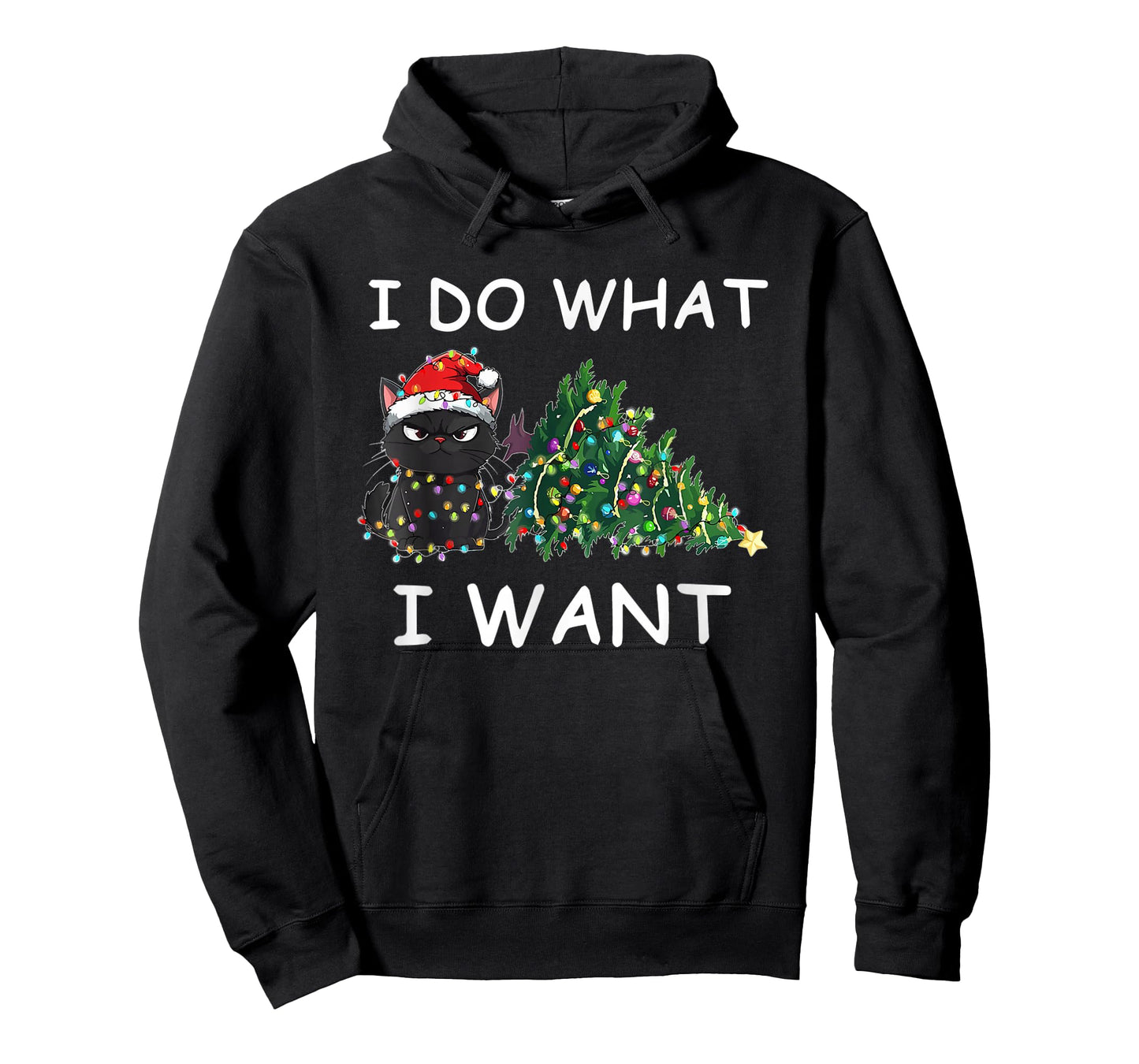 I Do What I Want Funny Christmas Black Cat Xmas T-Shirt