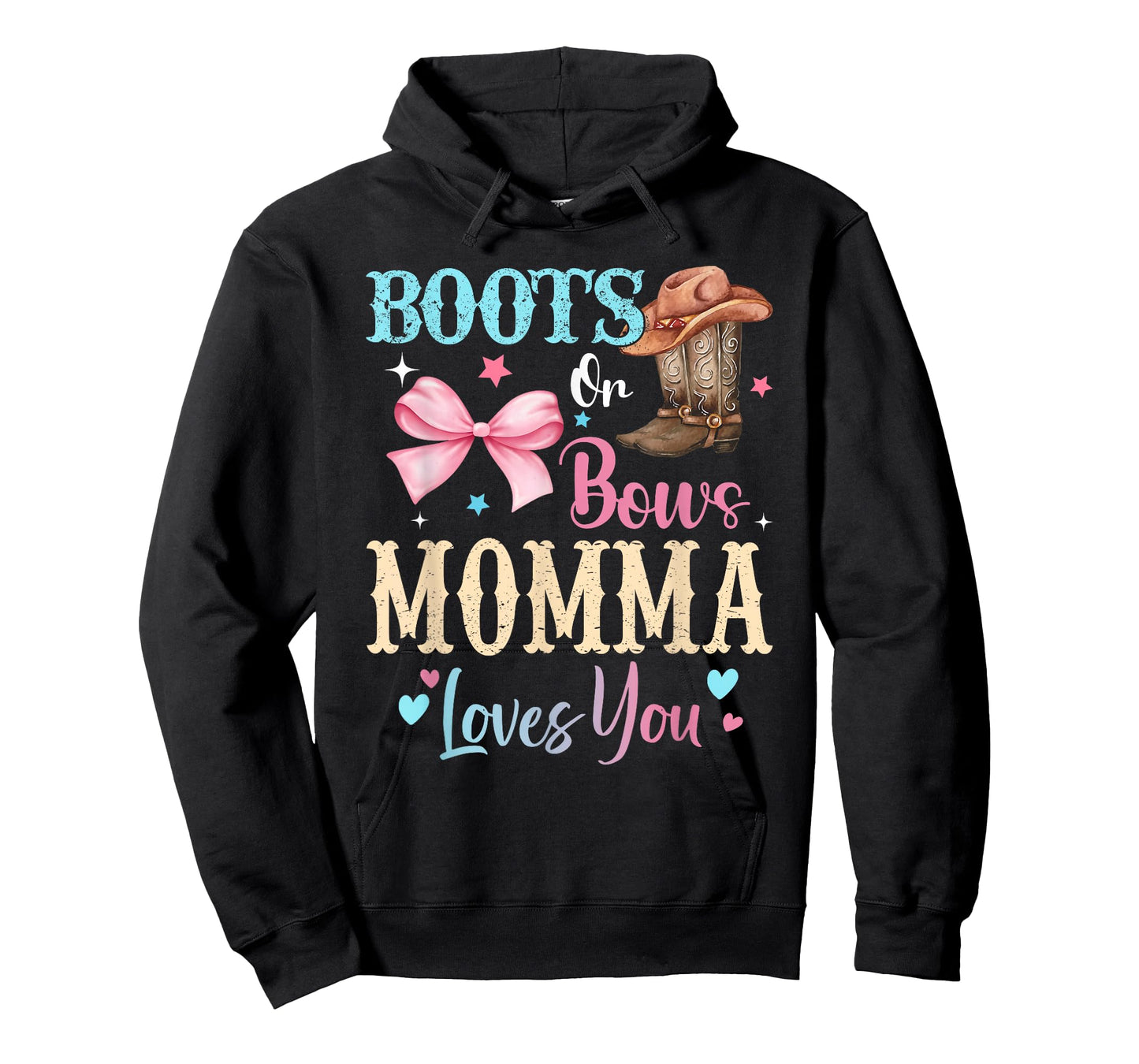 Boots or Bows Momma Loves You Gender Reveal Family T-Shirt