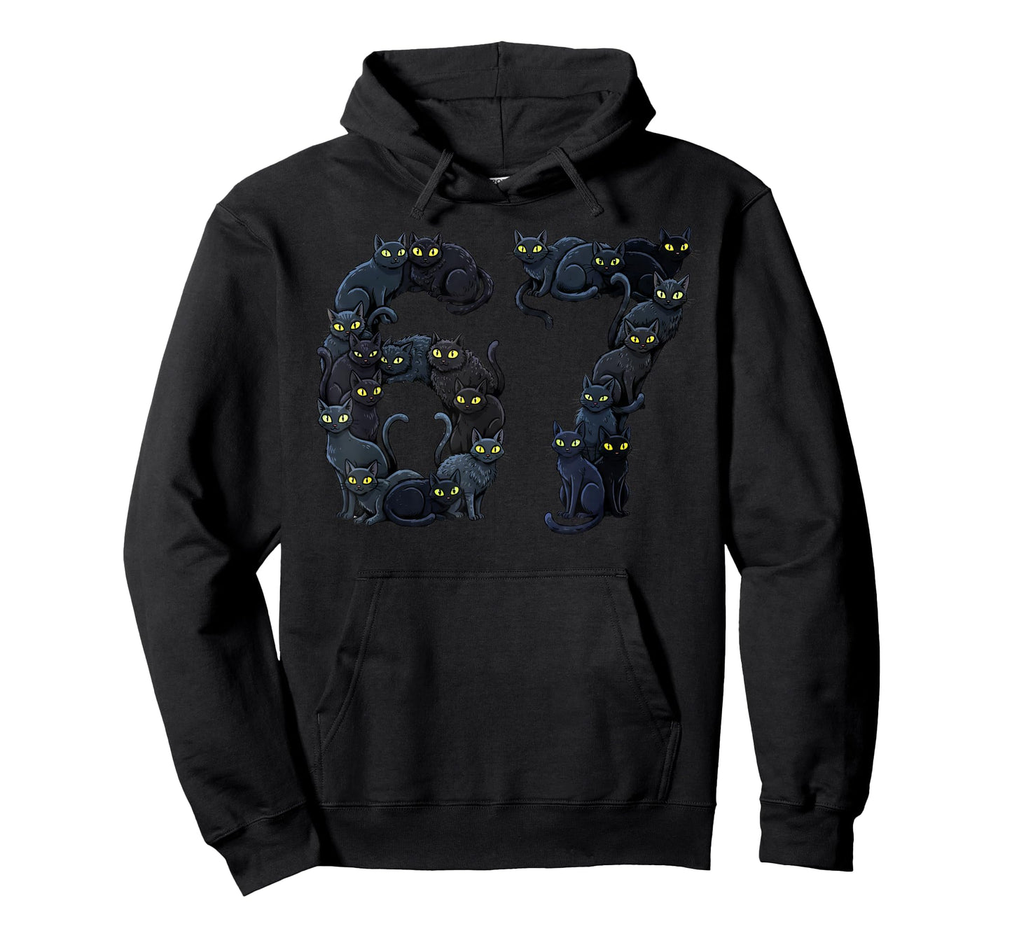 Funny Black Cats 6 7 Meme Six Seven Love Night Cats T-Shirt