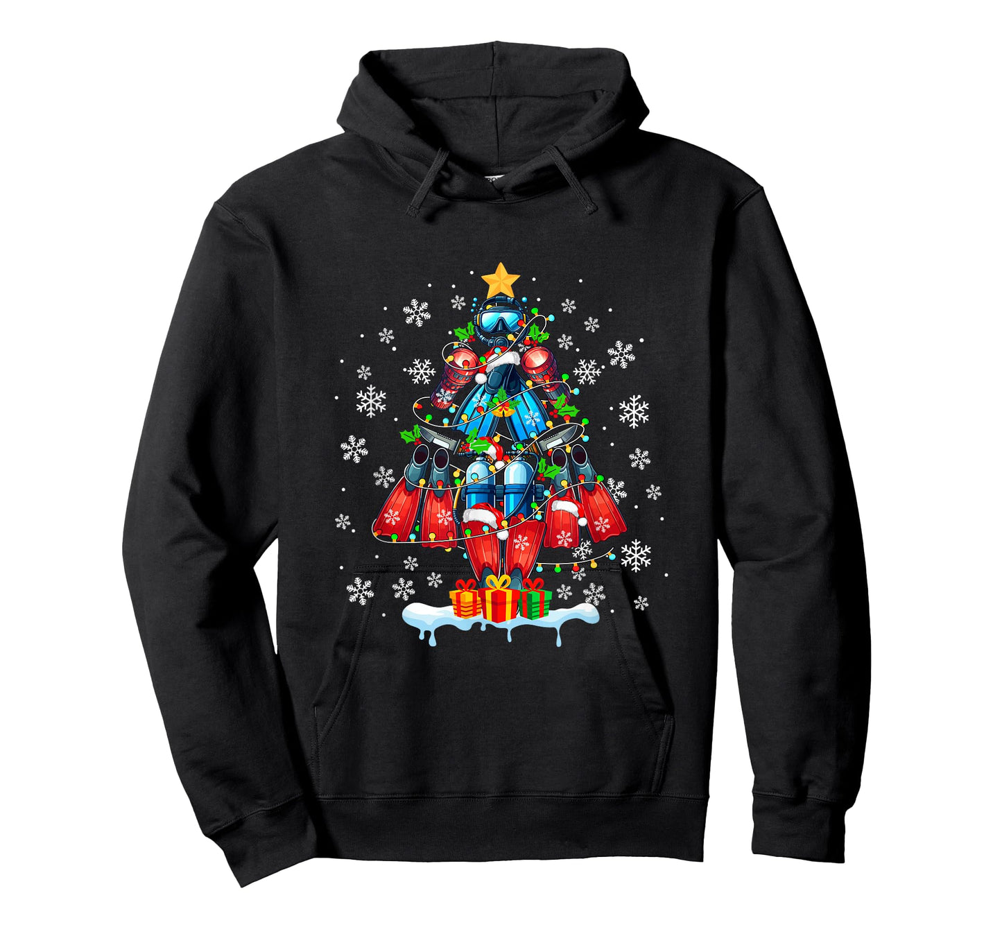 Scuba Diving Tools Christmas Tree Santa Colorful Sport Lover T-Shirt