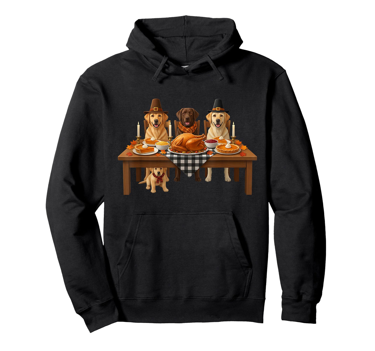 Thanksgiving Labrador Dogs Dinner Feast Fall Men Women T-Shirt